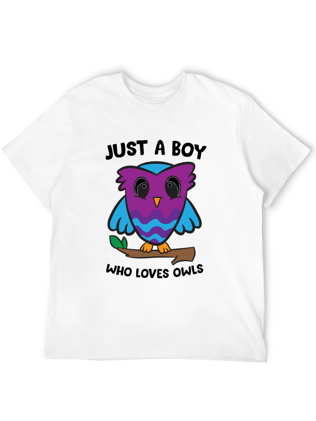 Black Just A Boy Who Loves Owls Graphic T-Shirt view 12