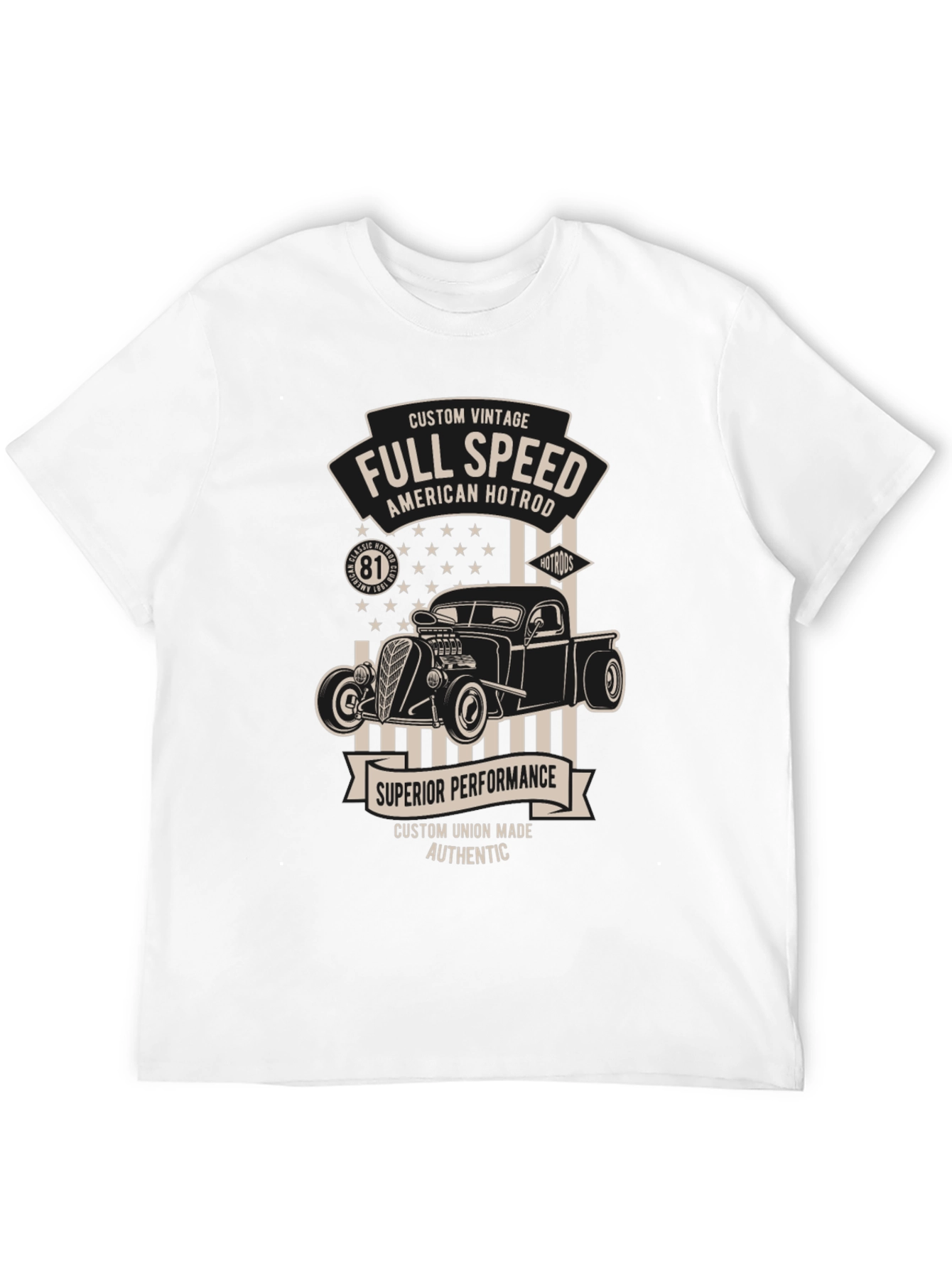 Black Full Speed American Hotrod Black Graphic T-Shirt view 12