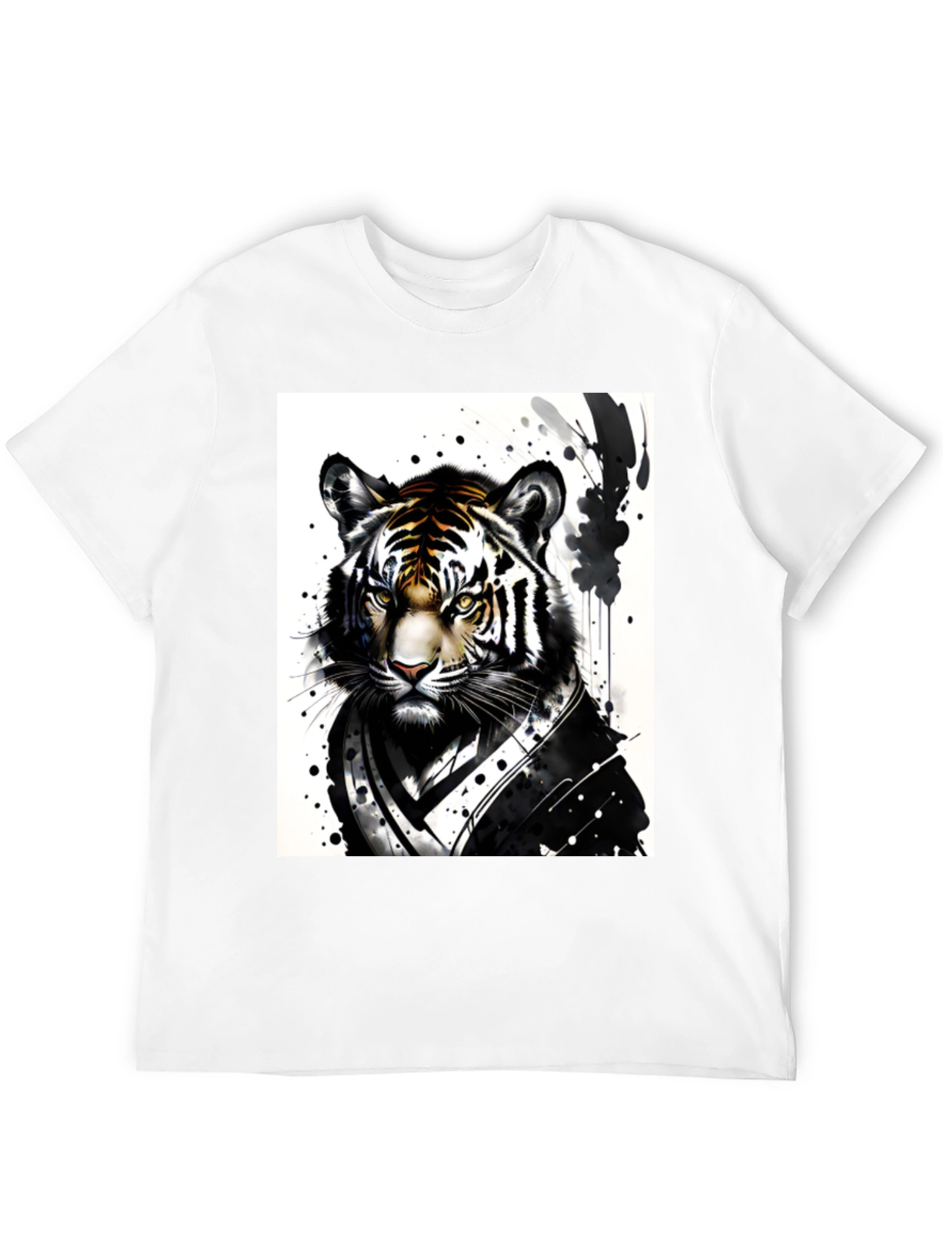 Black Tiger Warrior Graphic Tee - Black Cotton Blend view 12