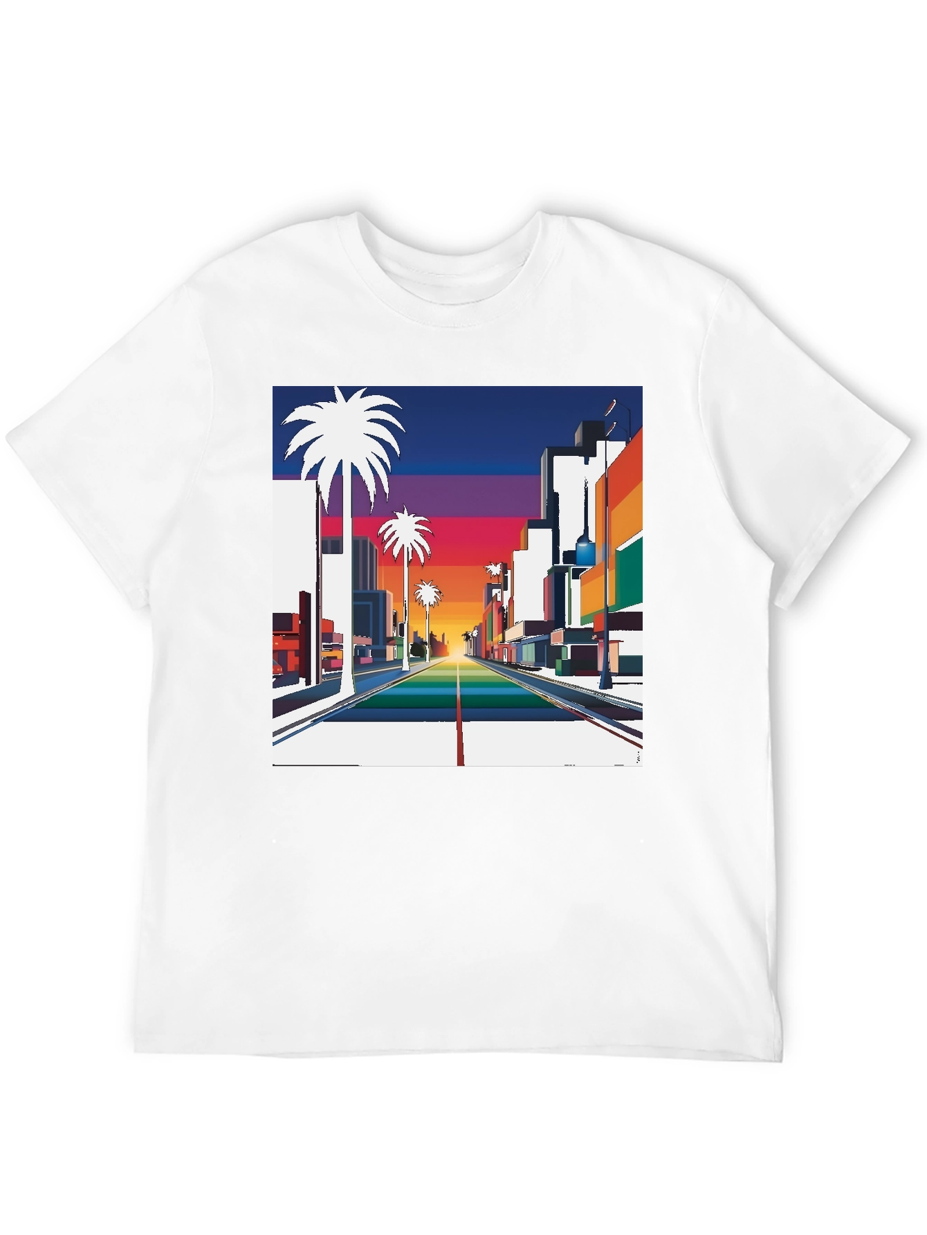 Black Retro Palm Tree Sunset T-Shirt view 12