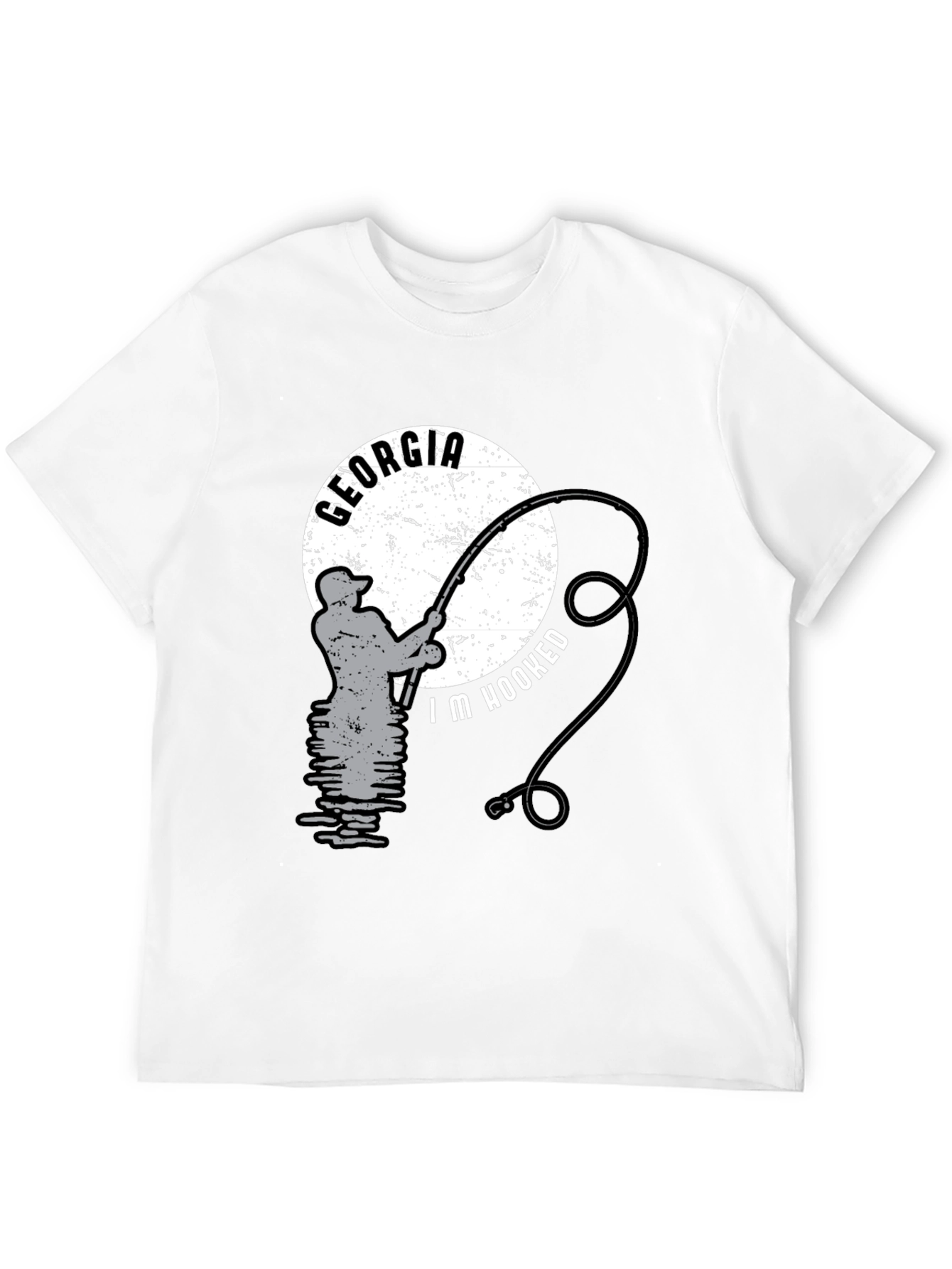 Black Georgia Fishing T-Shirt - "I'm Hooked" Black Tee view 12