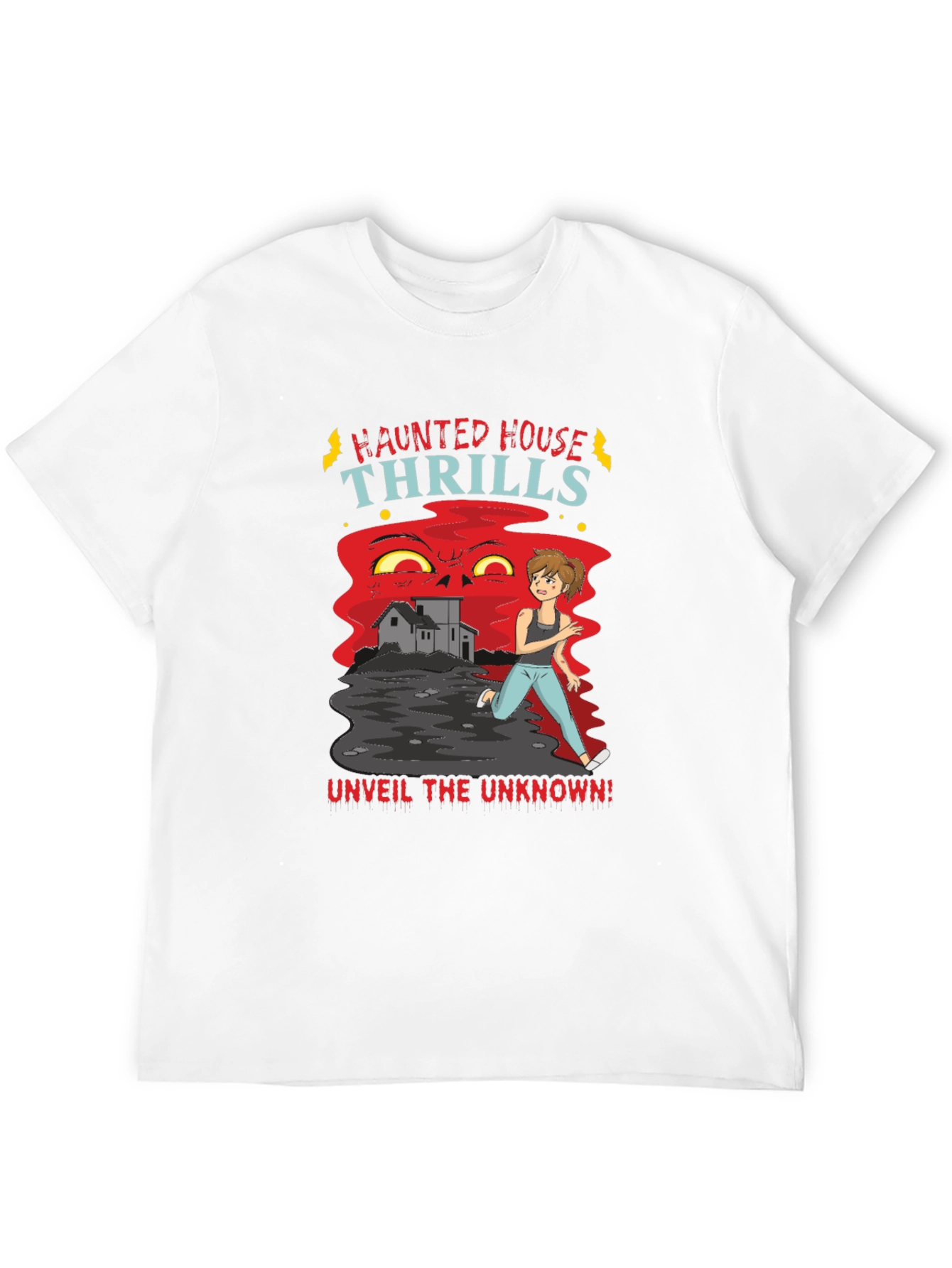 Black Haunted House Thrills Graphic Tee view 12