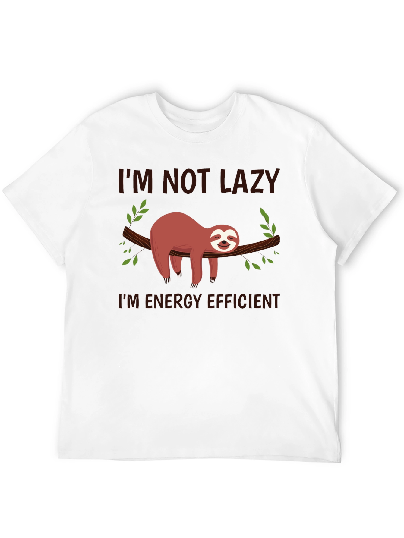 Black Funny Sloth T-Shirt - I'm Not Lazy, Energy Efficient view 12