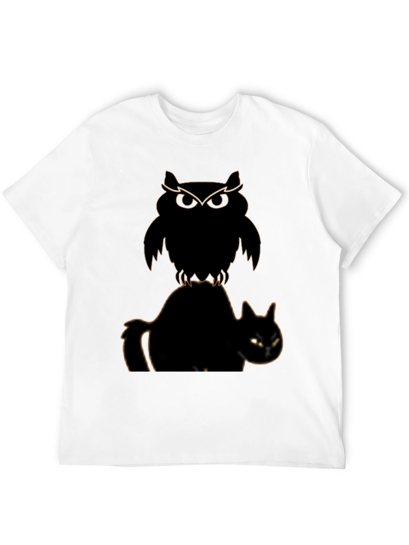 Black Owl and Cat Graphic T-Shirt view 12