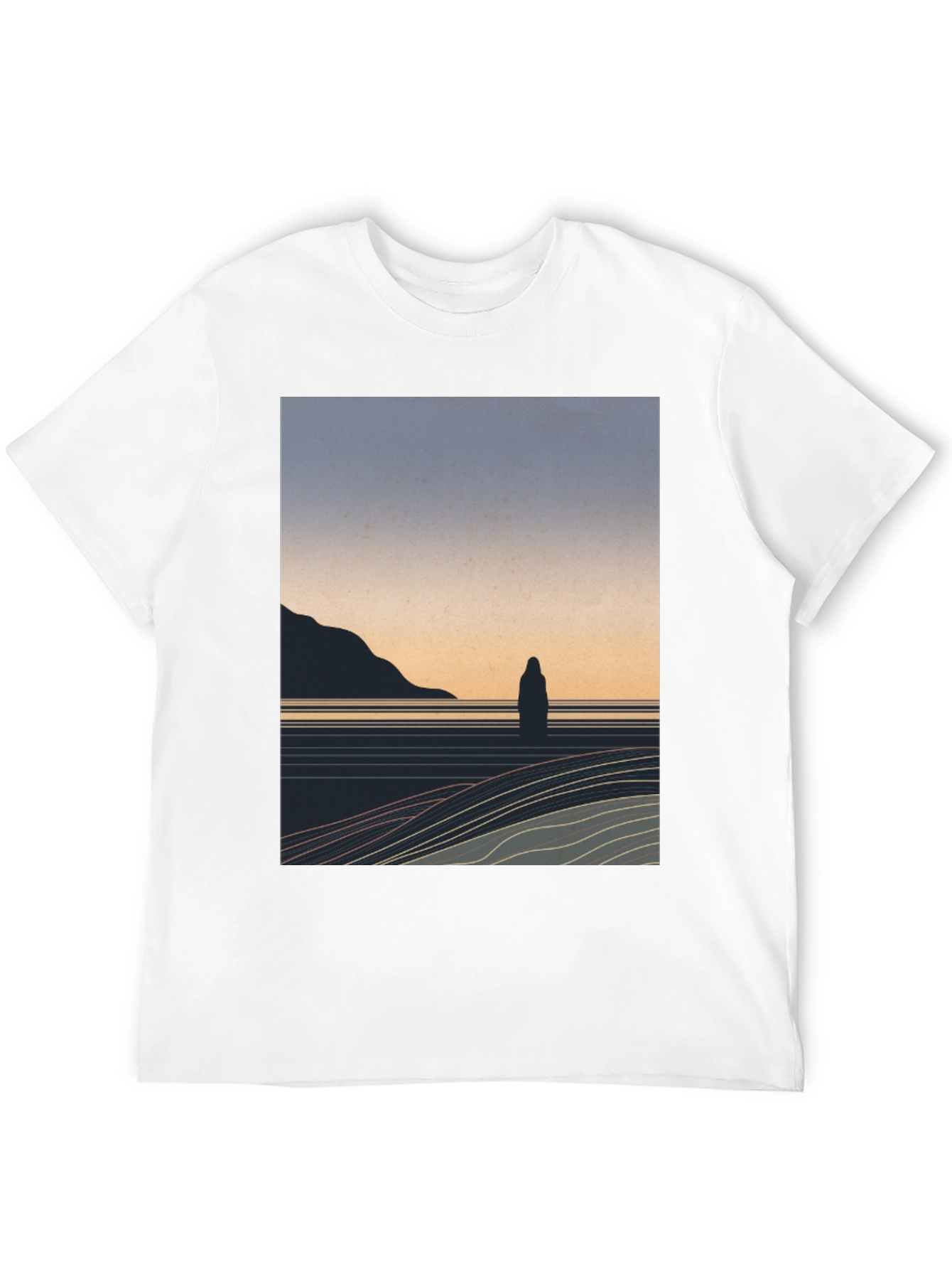 Black Minimalist Landscape Graphic T-Shirt - Black view 12