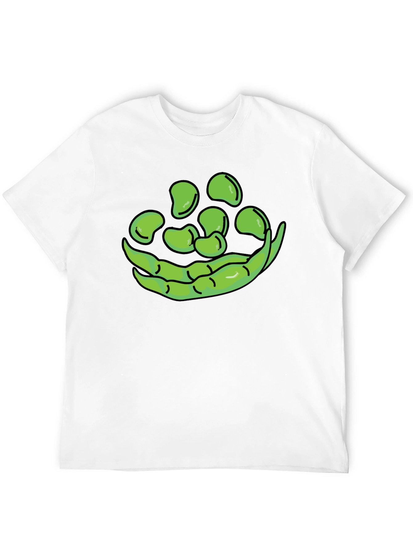 Black Funny Green Beans Graphic T-Shirt - Black Casual Tee view 12