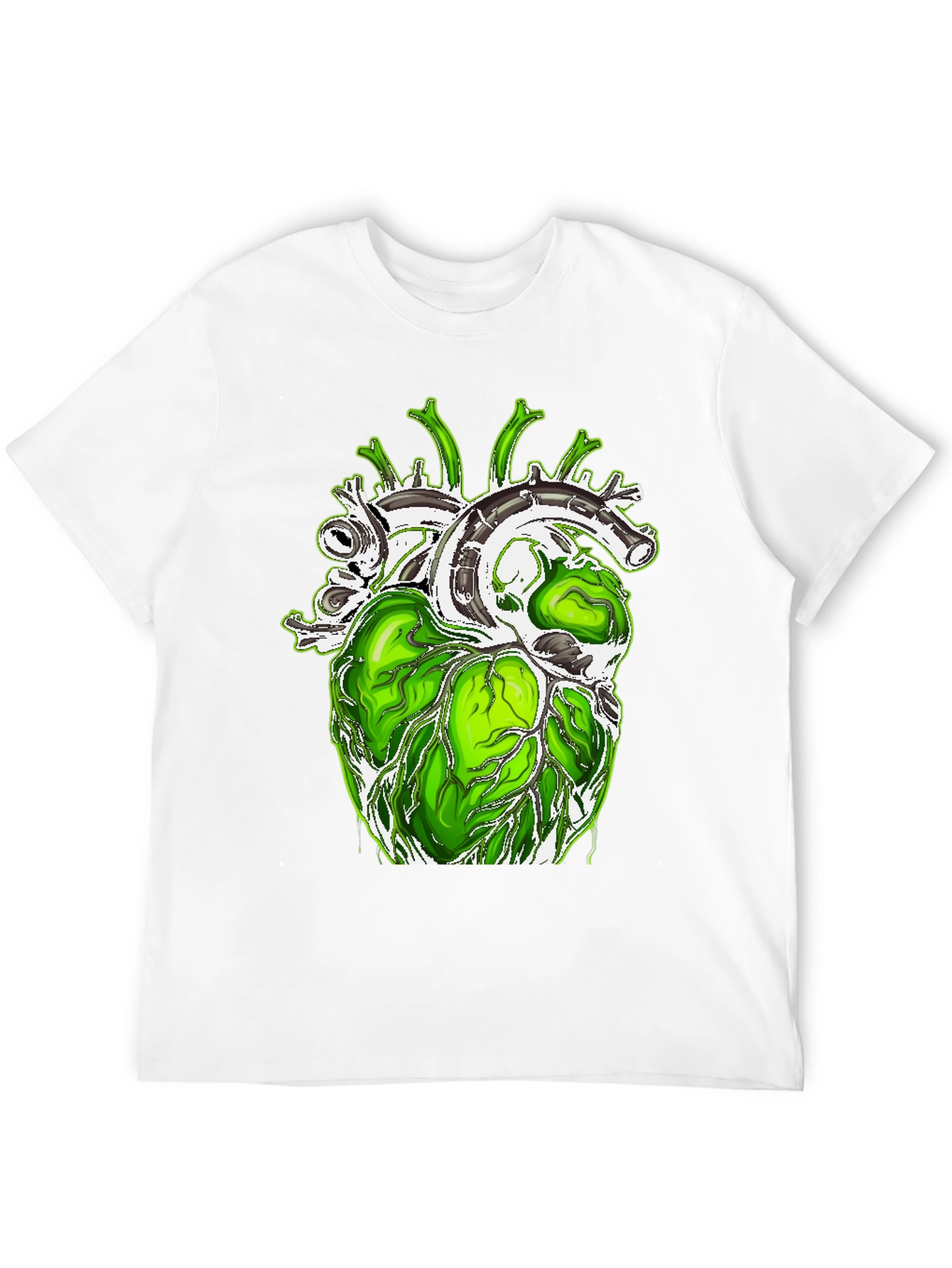 Black Green Anatomical Heart Graphic Tee - Unique Design! view 12