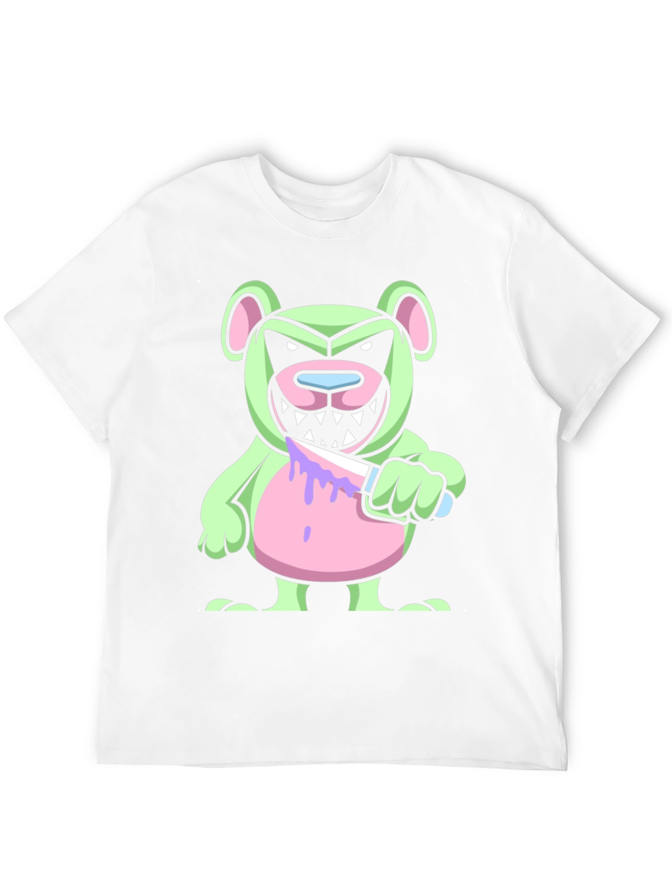 Black Psycho Bear T-Shirt - Edgy Cartoon Graphic Tee view 12