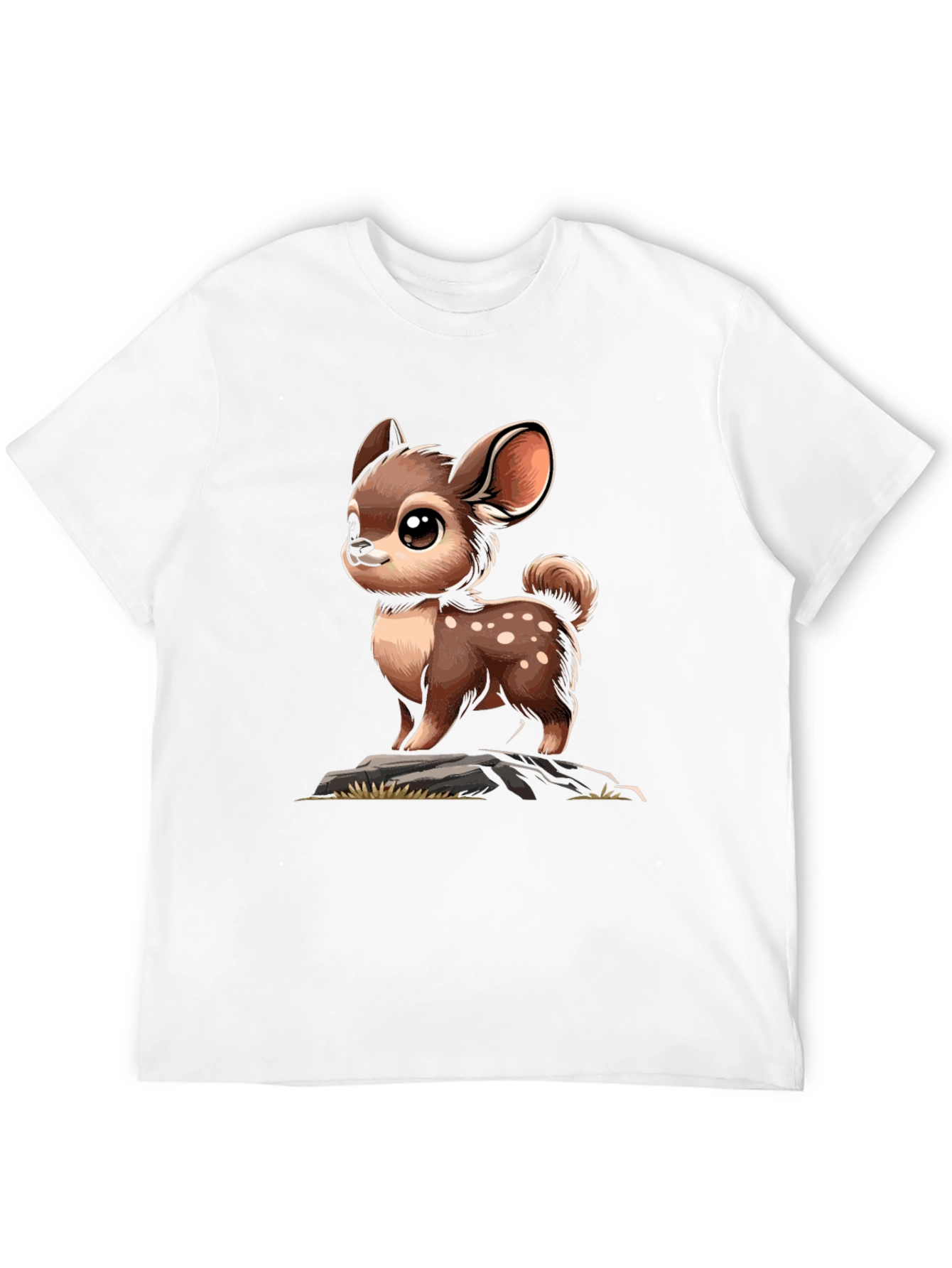 Black Cute Deer Cartoon Graphic Black T-Shirt view 12