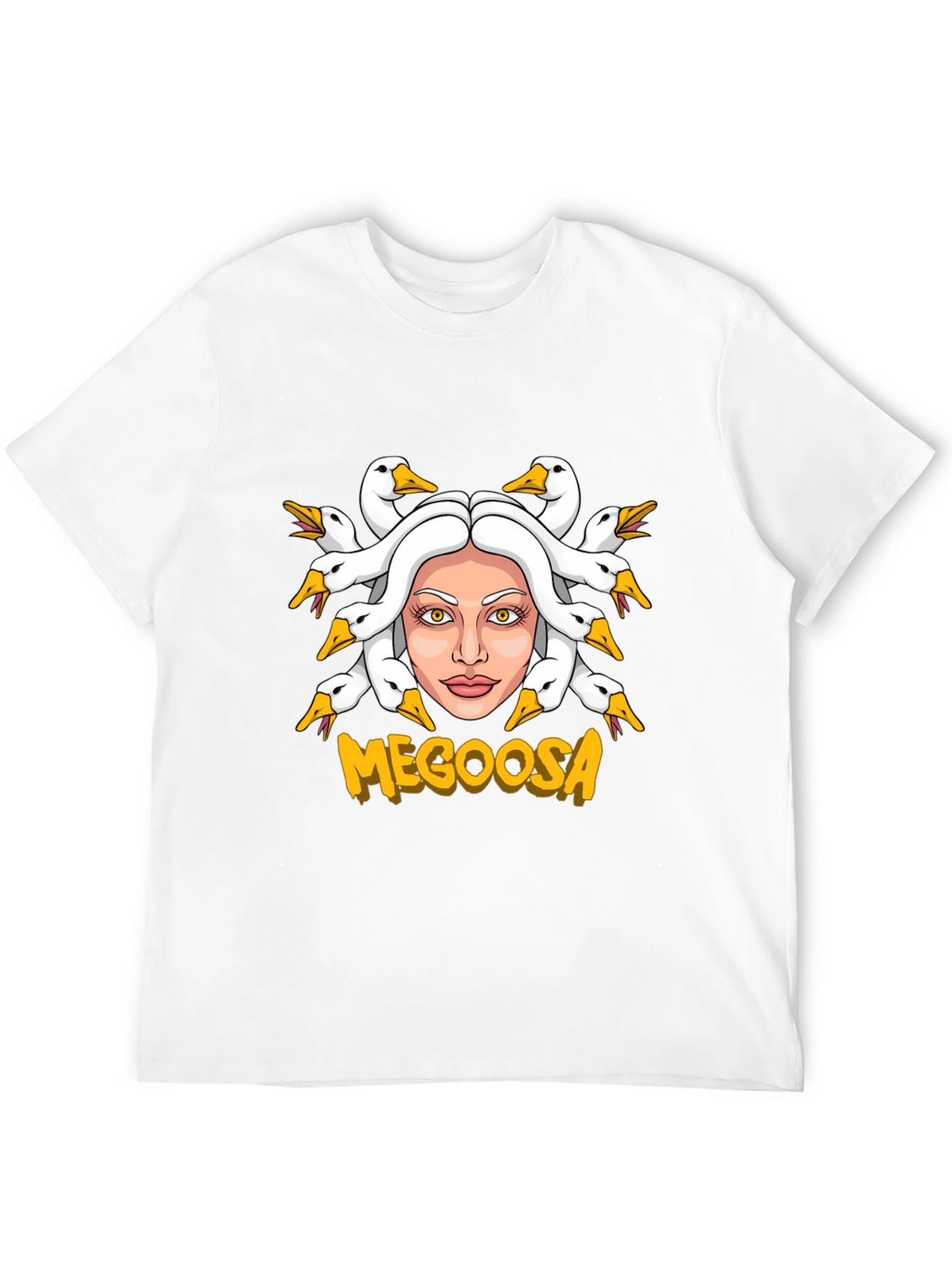 Black MEGOOSA Goose Medusa Funny Graphic T-Shirt view 12