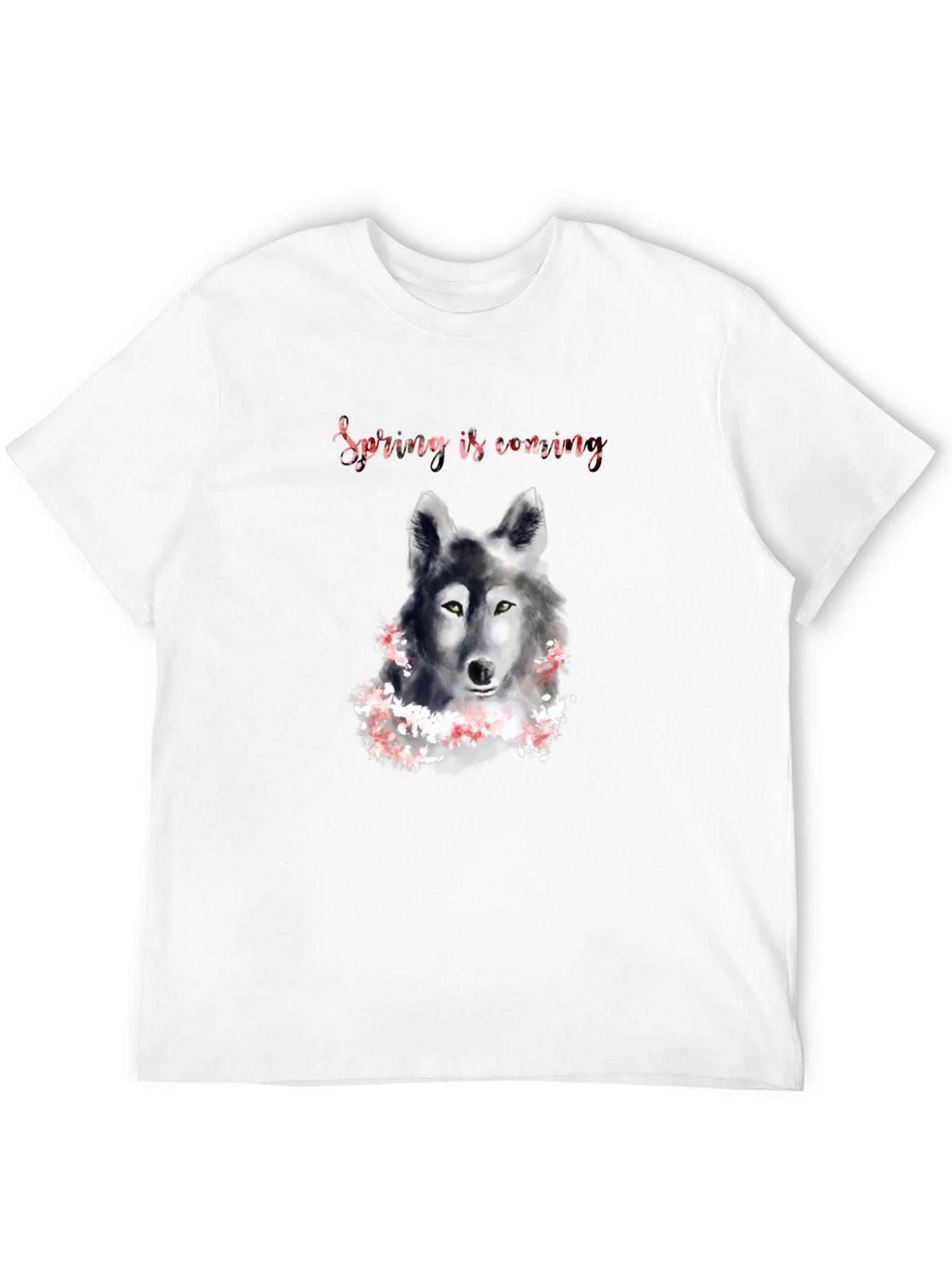 Black Spring is Coming Wolf Graphic T-Shirt view 12