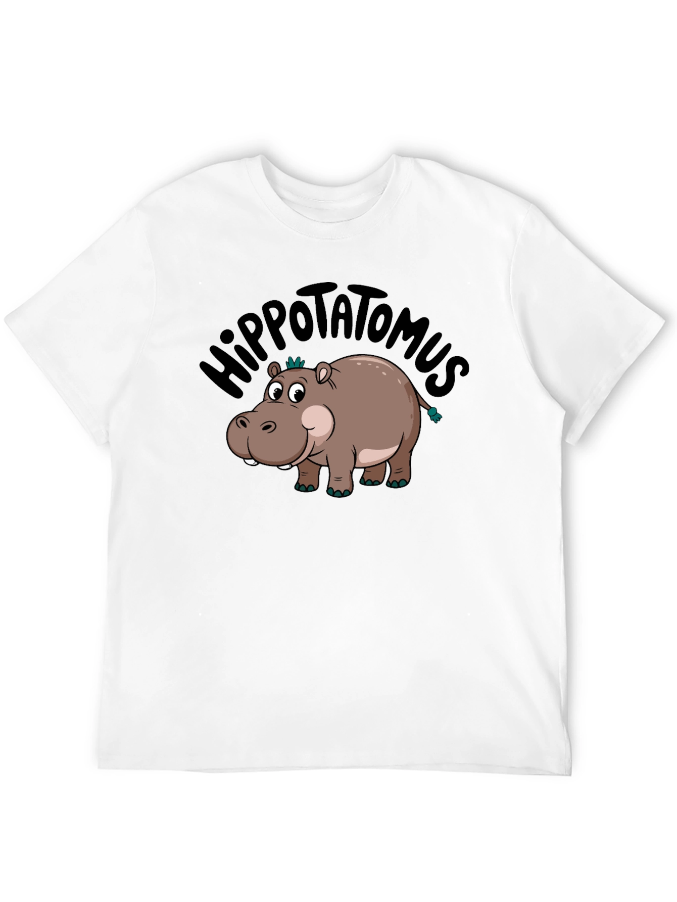 Black Hippo-tatomus T-Shirt: Funny Cartoon Graphic Tee view 12
