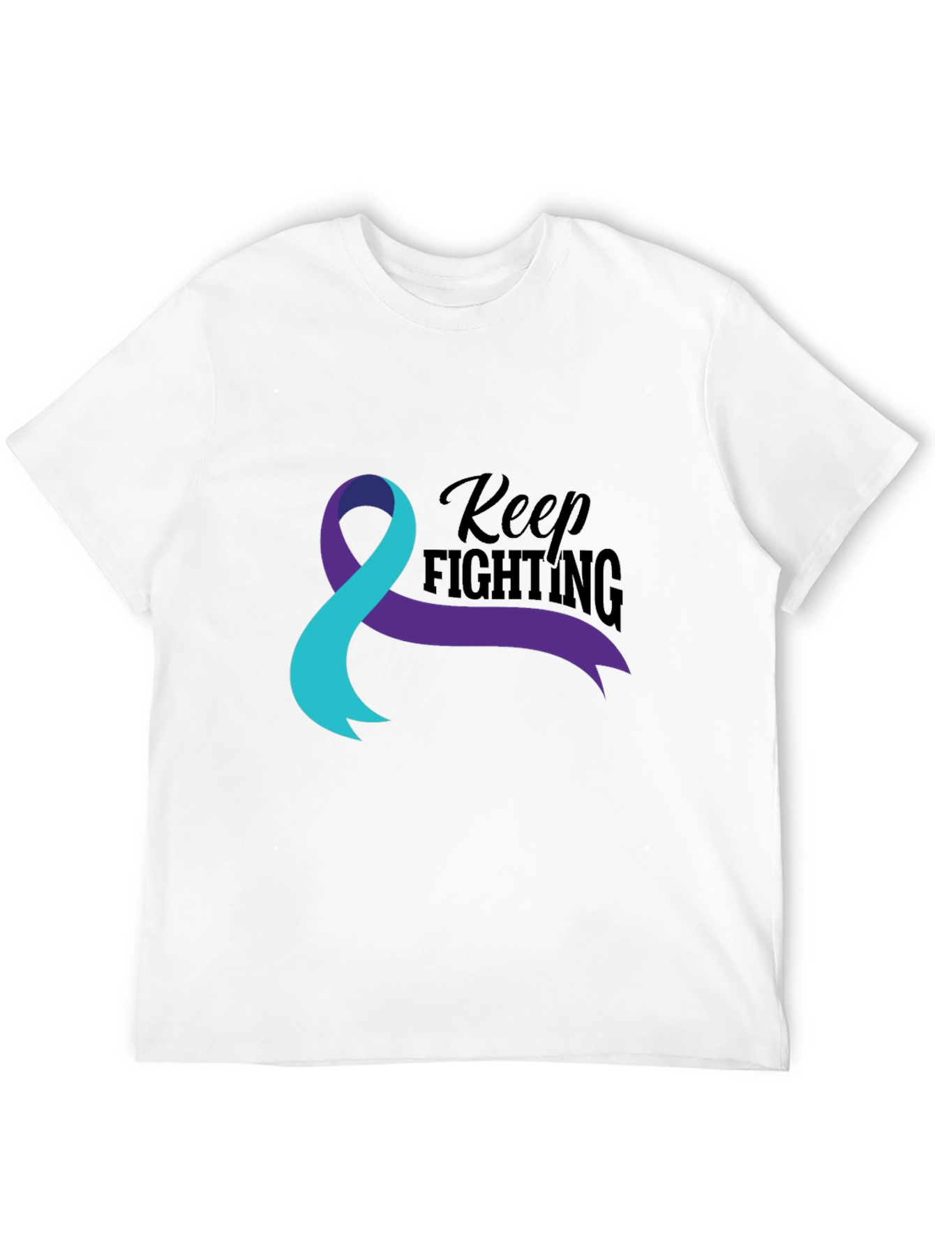Black Keep Fighting Awareness Ribbon Graphic T-Shirt view 12