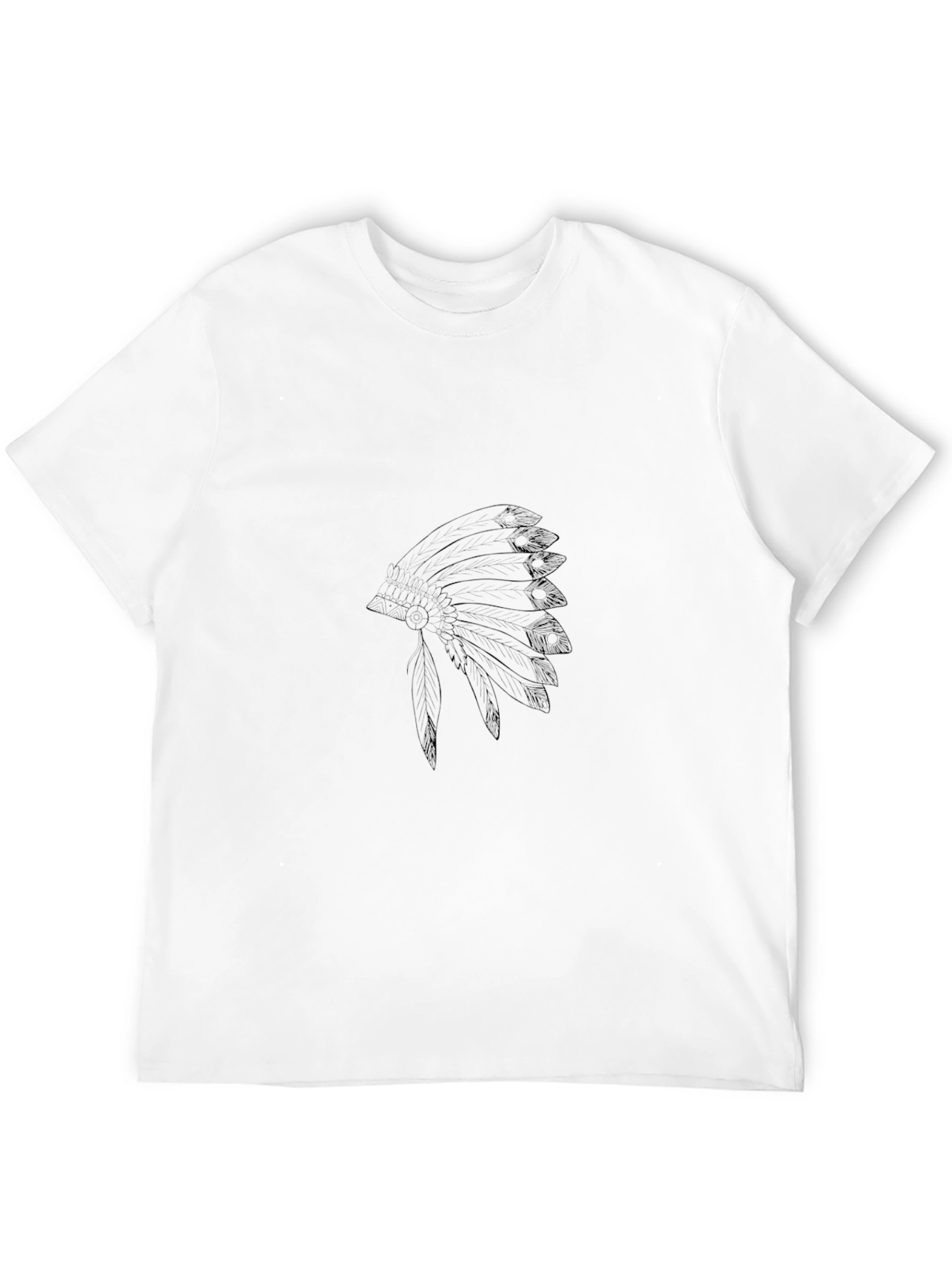 Black Men's Black Graphic Tee - Native American Headdress view 12