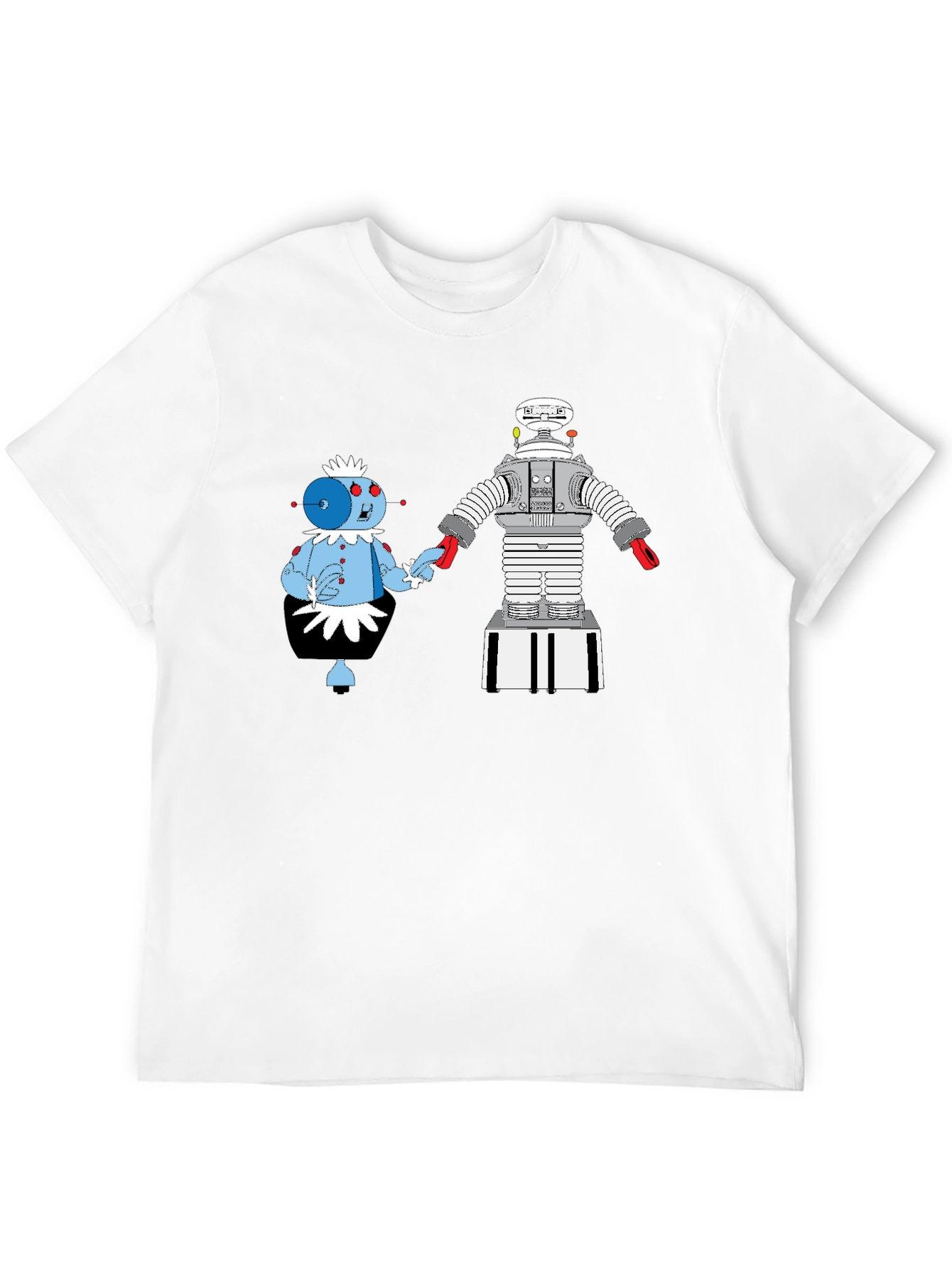 Black Robot Romance Graphic Tee - Black Cotton T-Shirt view 12