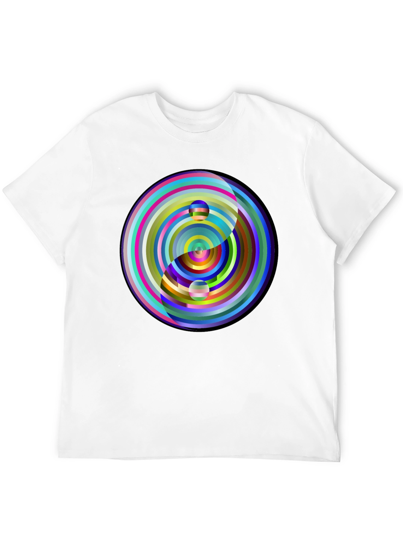 Black Yin Yang Circle Graphic Tee - Colorful, Modern Style view 12