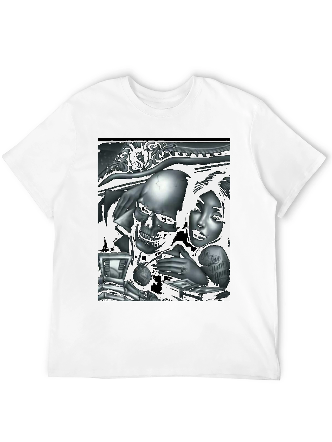 Black Skull and Woman Graphic Tee - Black view 12