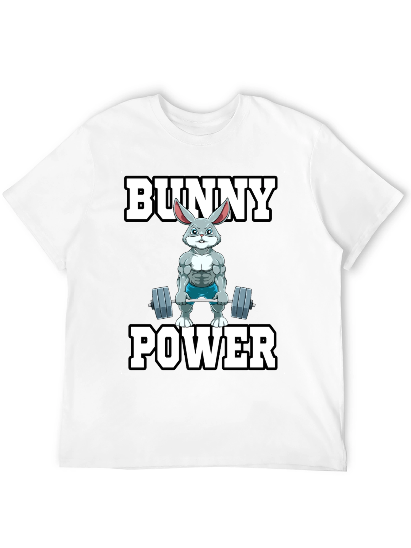 Black Bunny Power T-Shirt - Weightlifting Rabbit Gym Tee view 12