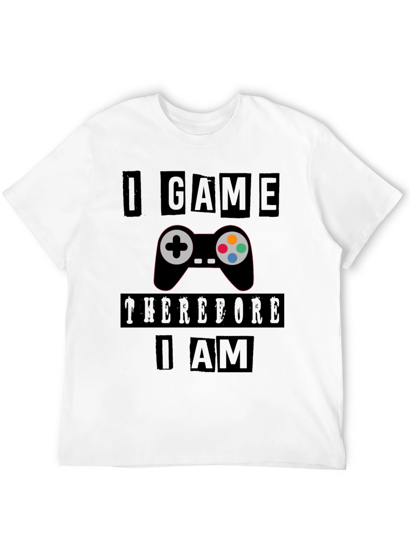 Black Gamer's Black T-Shirt: I Game Therefore I Am view 12