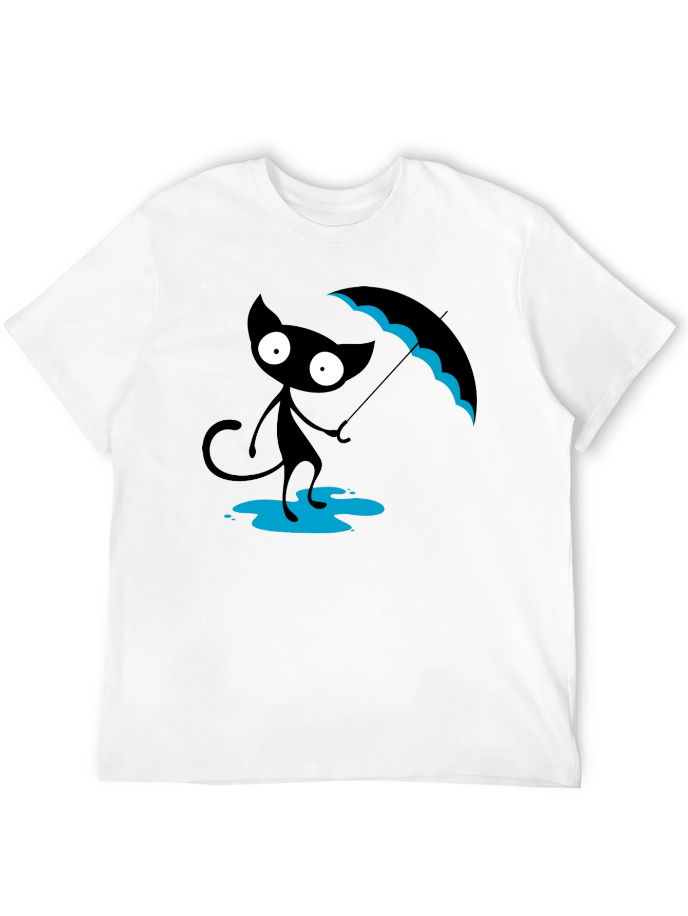 Black Black Cat with Umbrella T-Shirt view 12