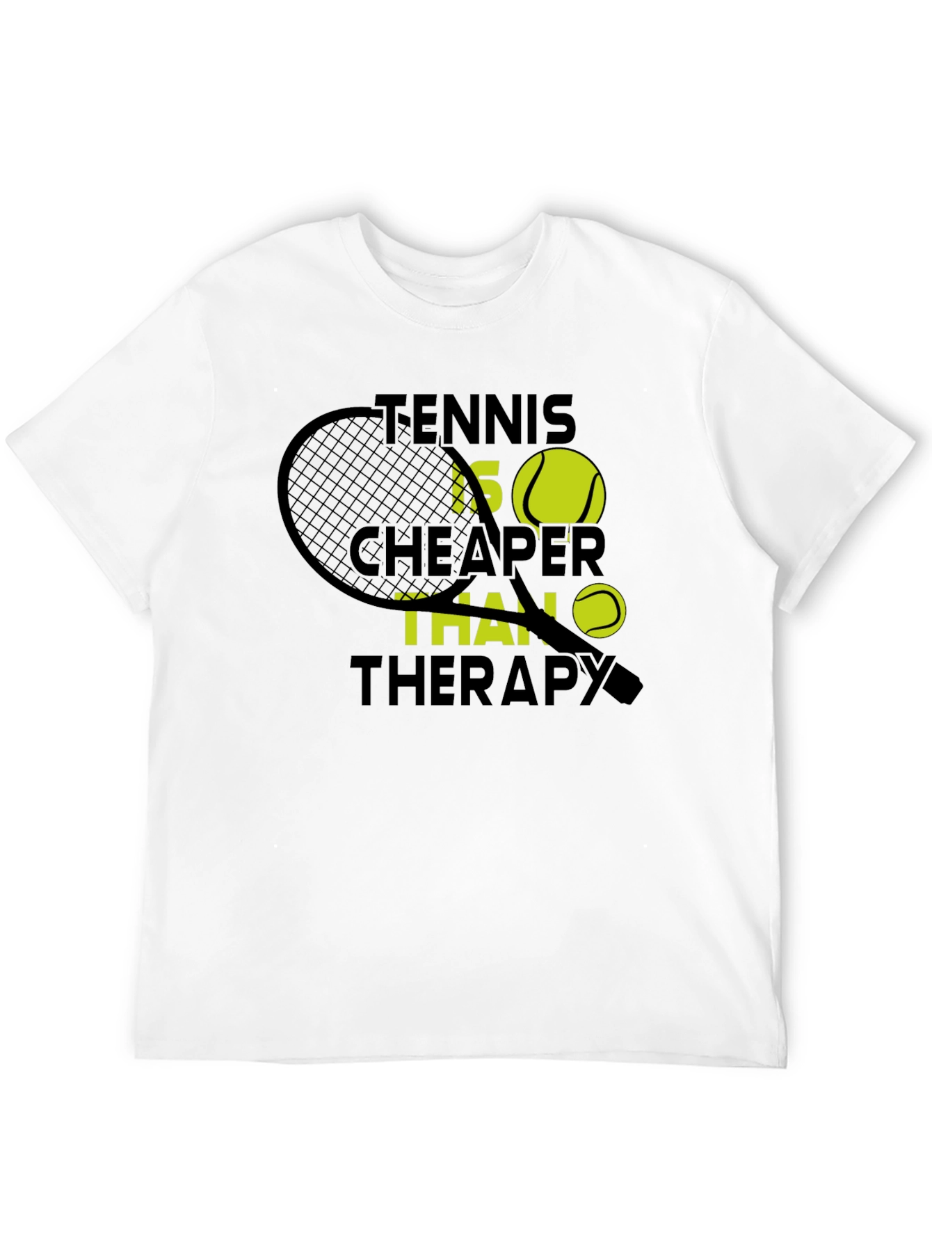 Black Tennis Cheaper Than Therapy Graphic T-Shirt view 12
