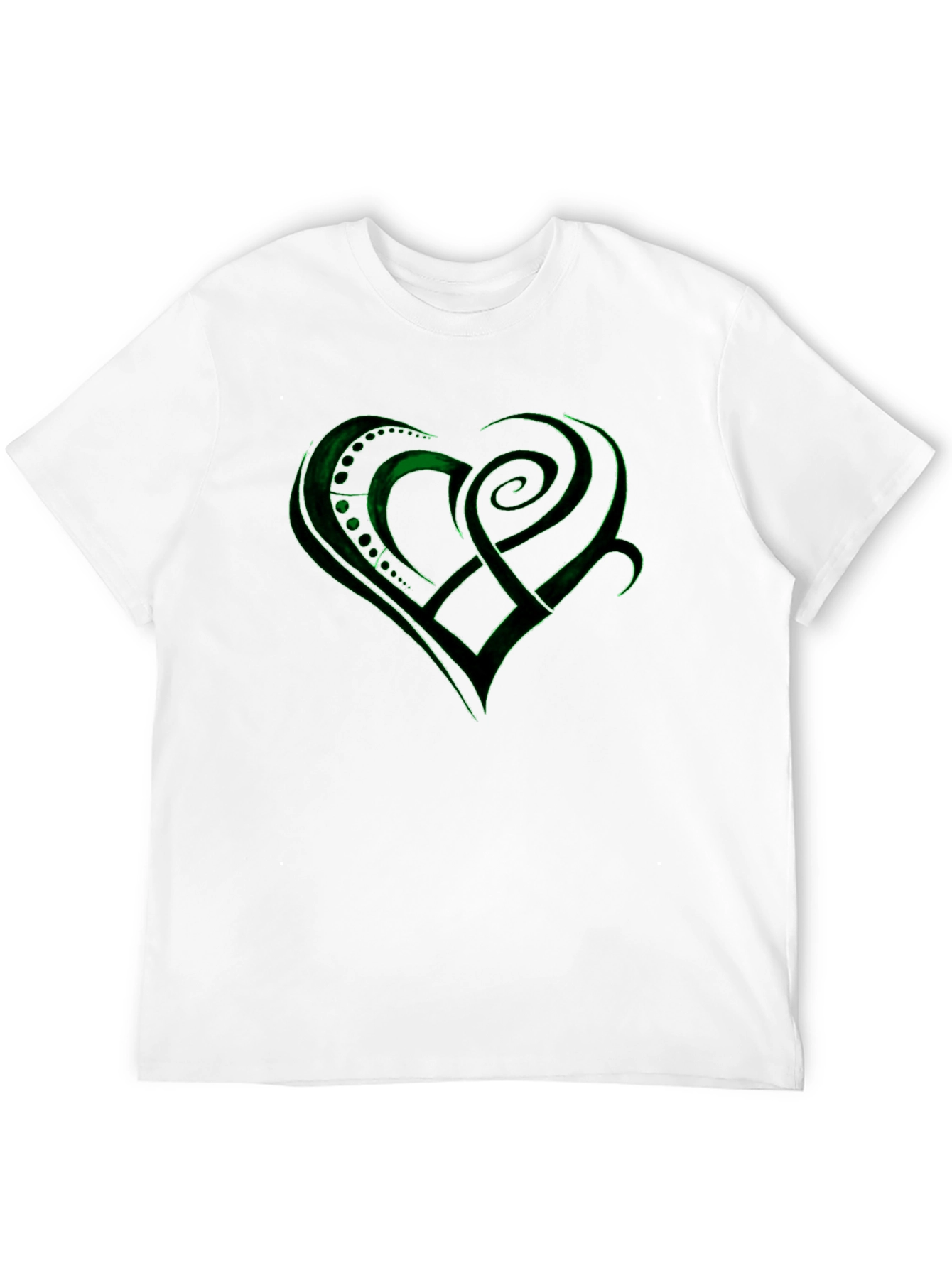 Green Celtic Heart Design Black T-Shirt - 12