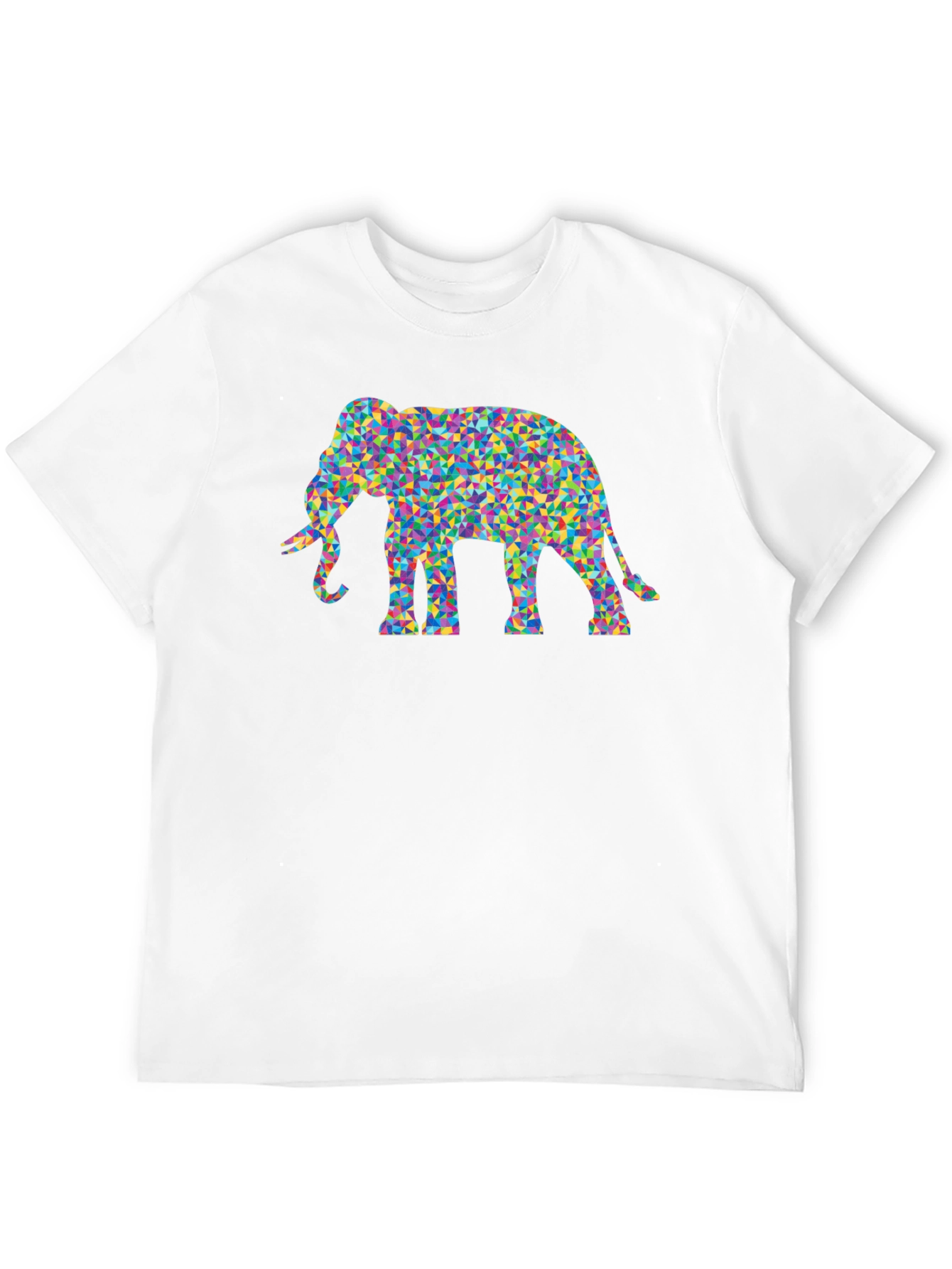 Black Mosaic Elephant Tee - Funky Graphic T-Shirt view 12