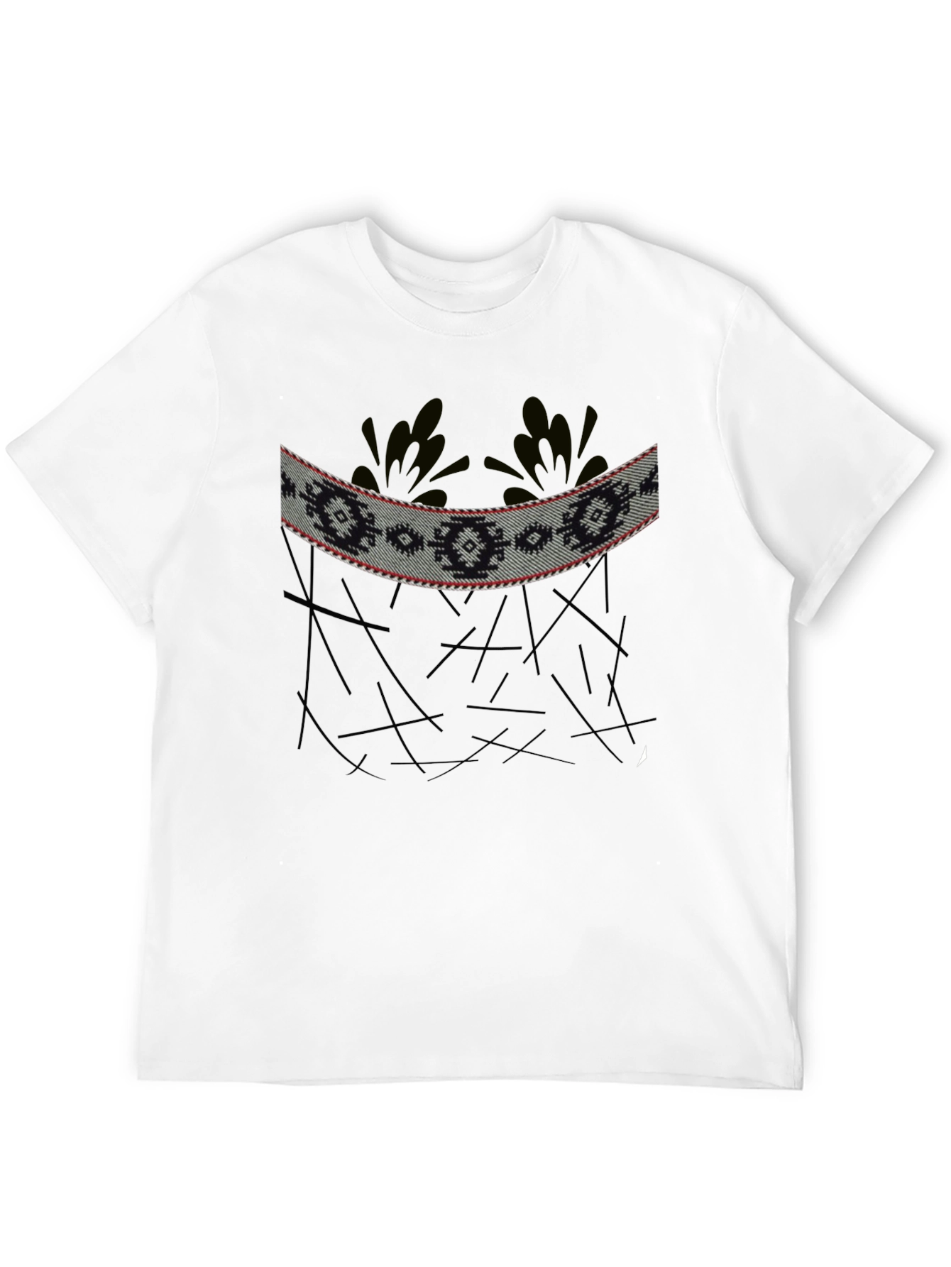 Black Tribal Pattern Black T-Shirt view 12