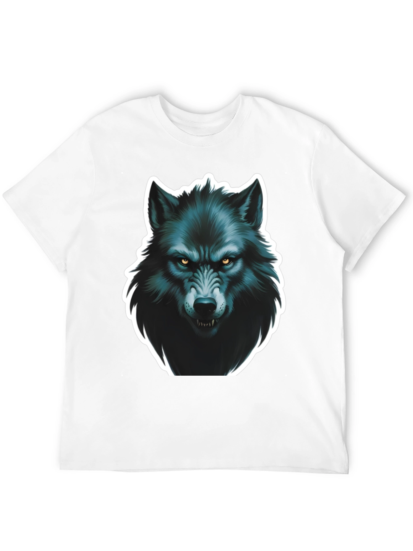 Black Men's Black Wolf Graphic T-Shirt view 12