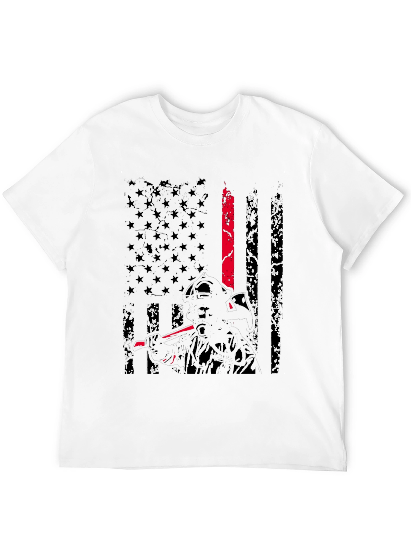 Black Thin Red Line Firefighter Flag T-Shirt view 12