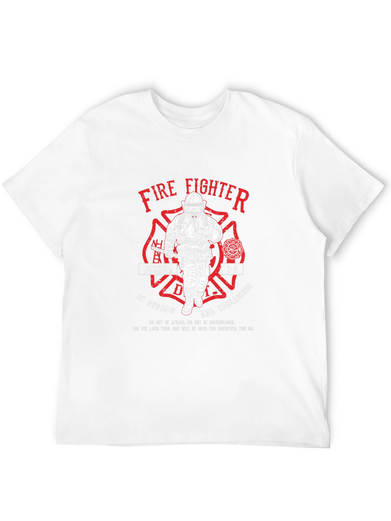 Black Firefighter Joshua 1:9 Graphic T-Shirt view 12