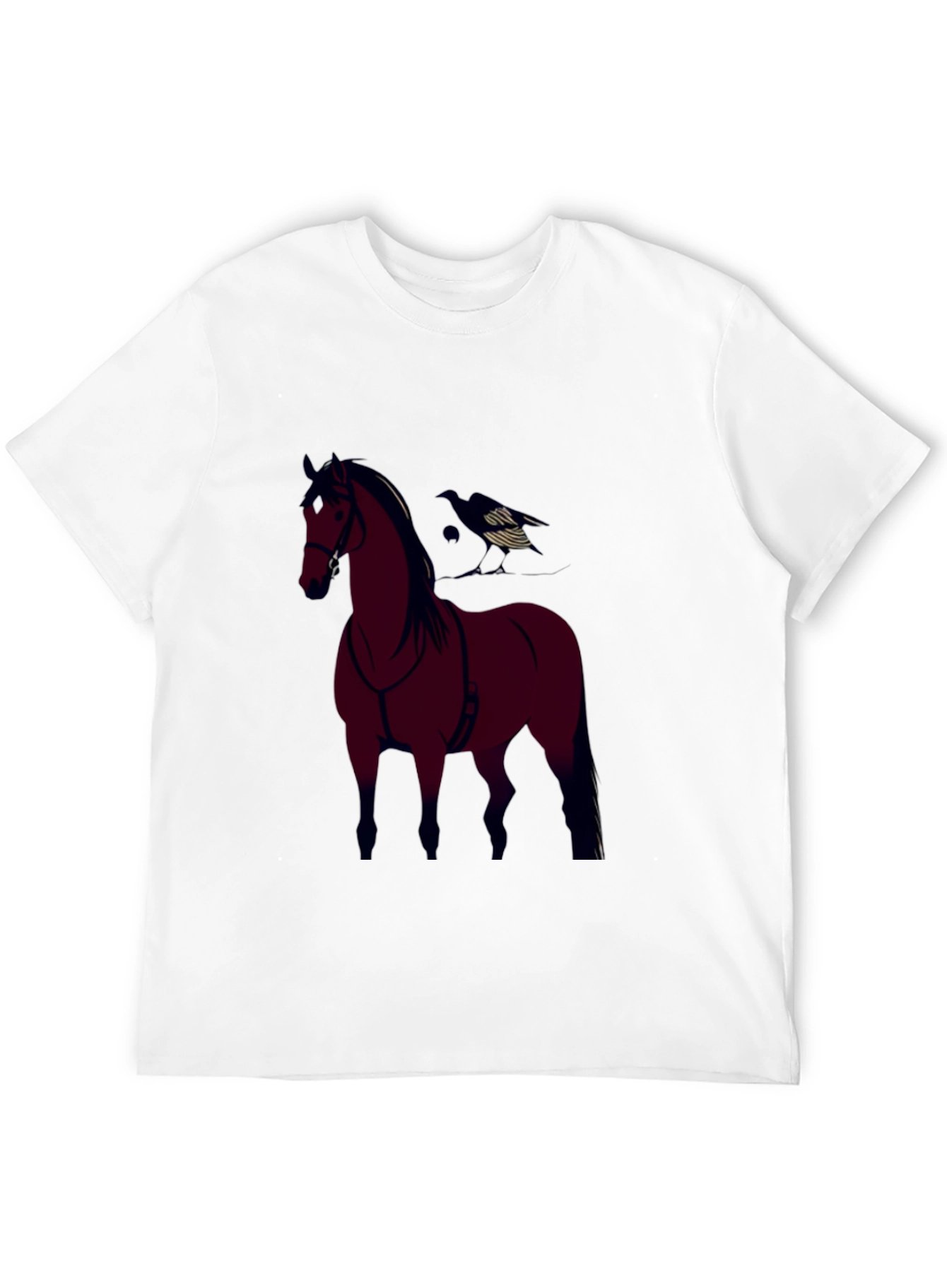 Black Horse and Crow Graphic Tee - Black Cotton Blend view 12