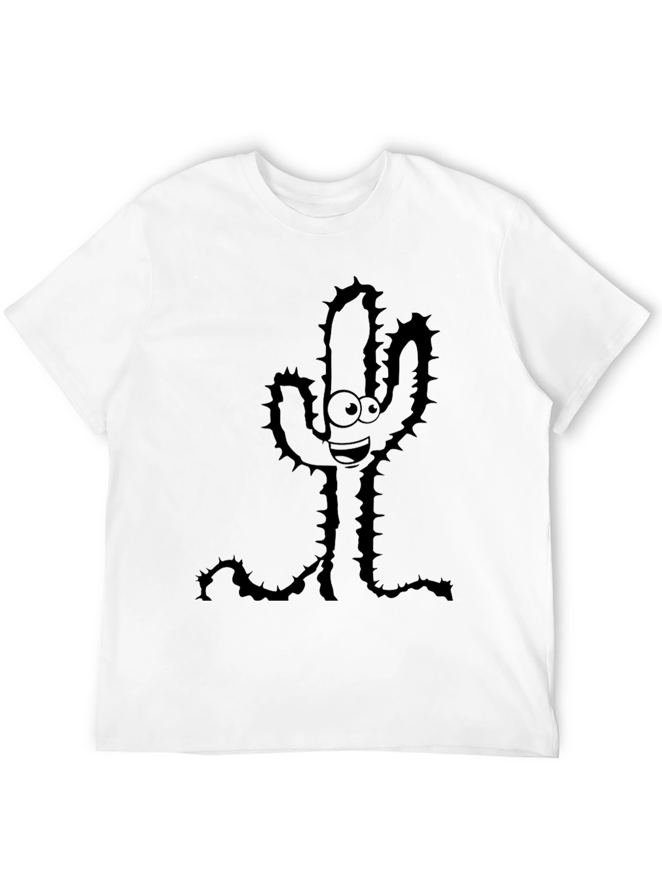 Black Cartoon Cactus Graphic Black T-Shirt view 12