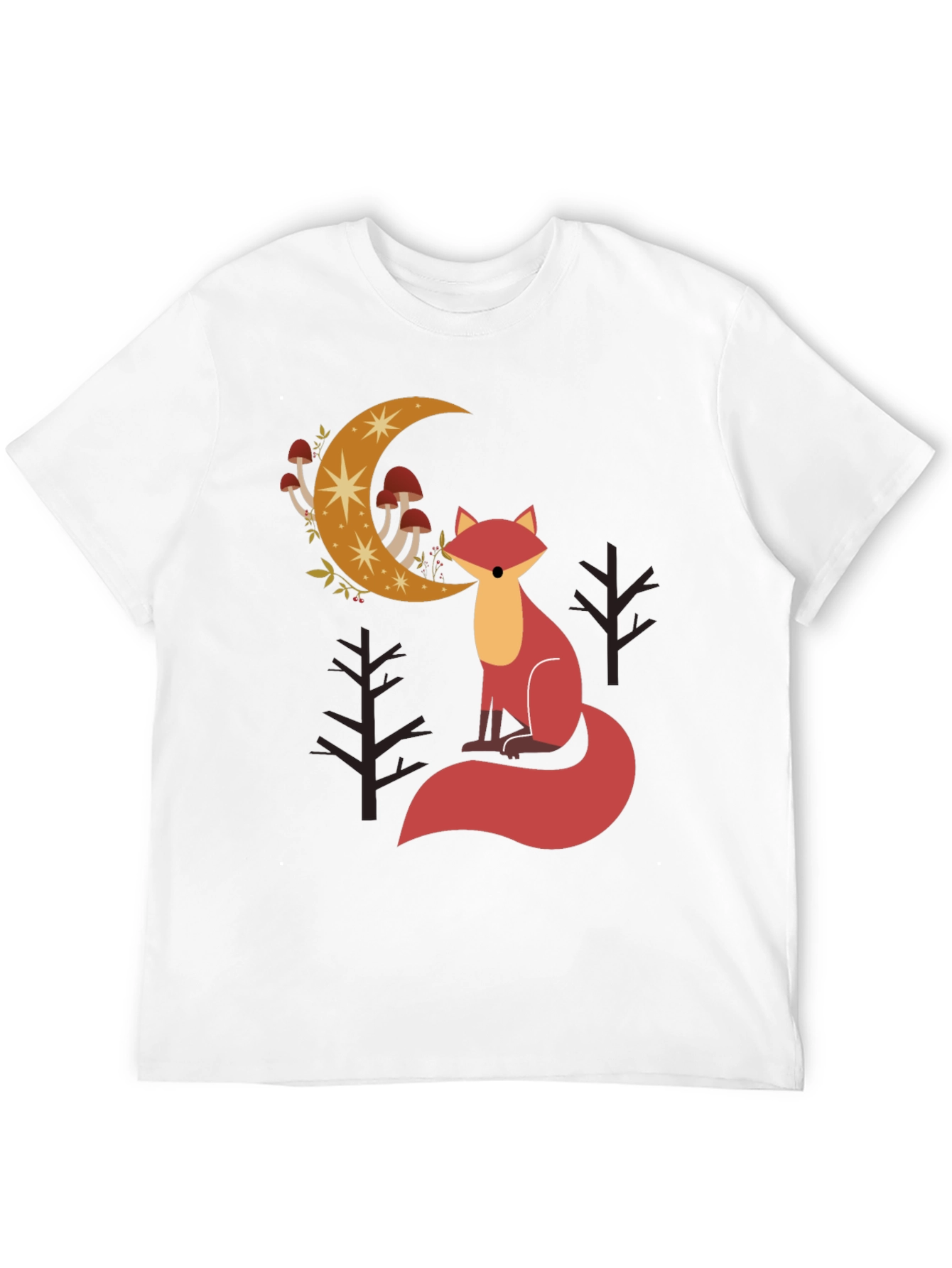 Black Fox and Moon Graphic Tee - Black Cotton Blend view 12