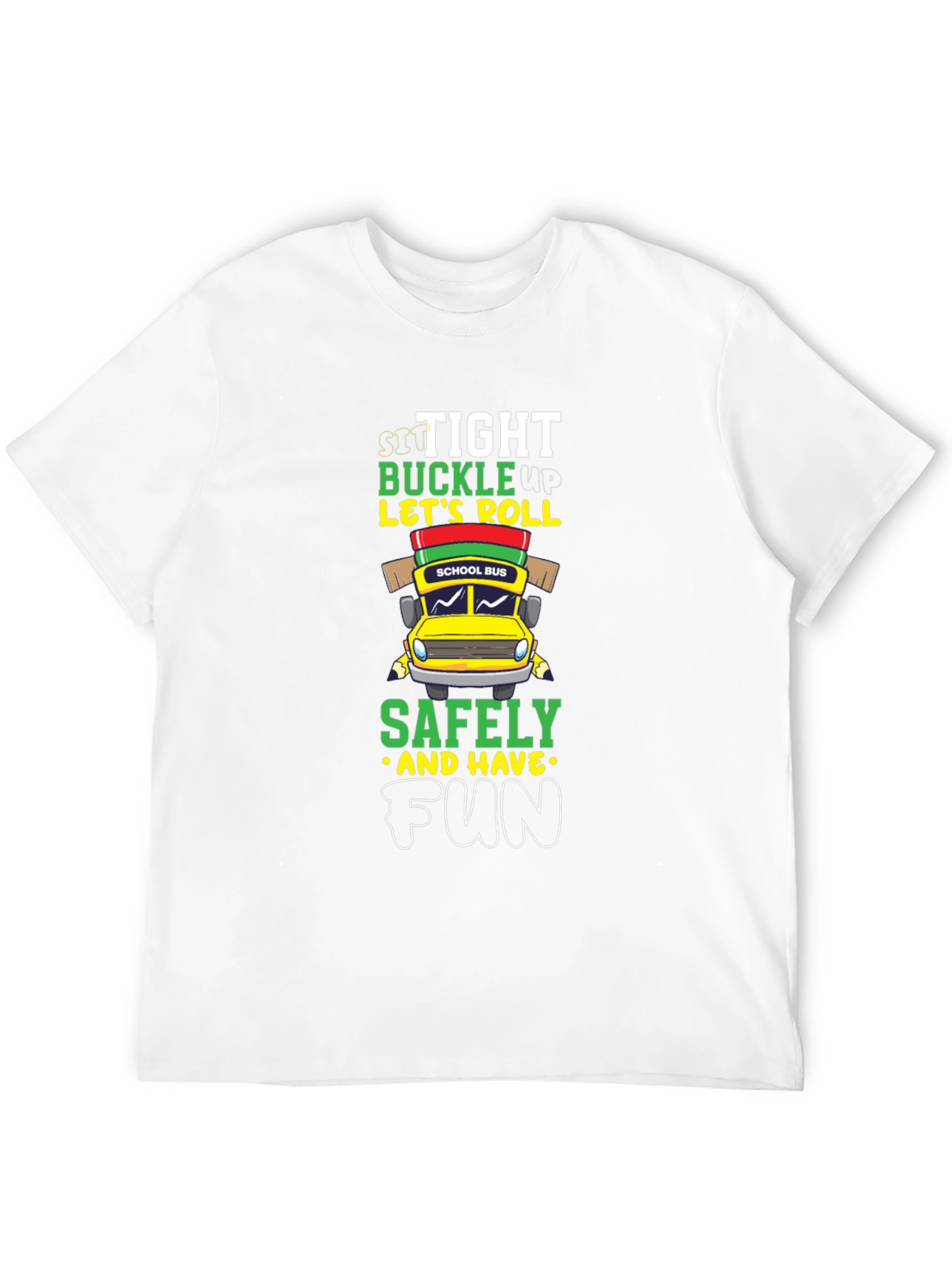 Black Sit Tight Buckle Up Let's Roll School Bus Graphic Tee view 12