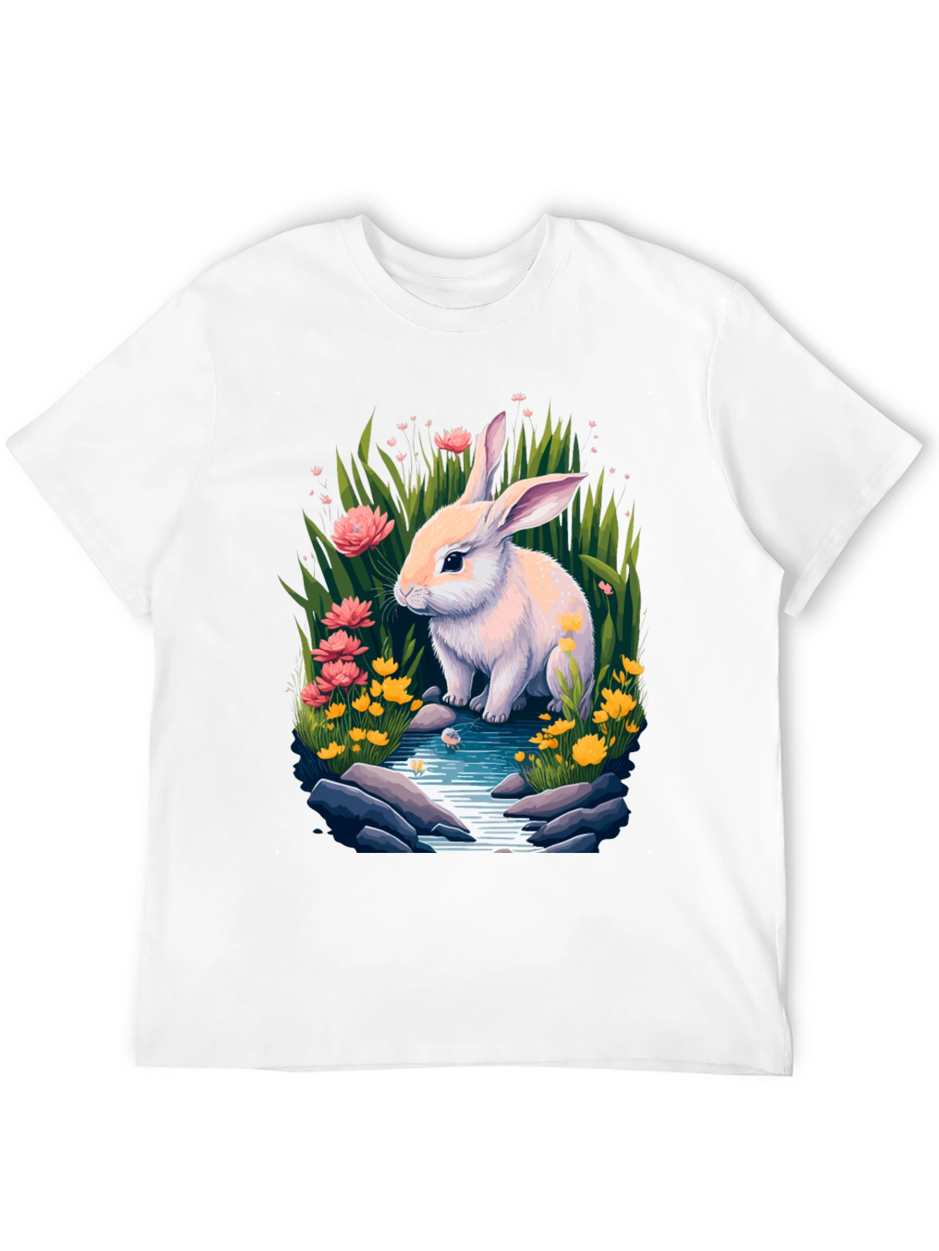 Black Bunny in Bloom Tee - Whimsical Rabbit Design view 12