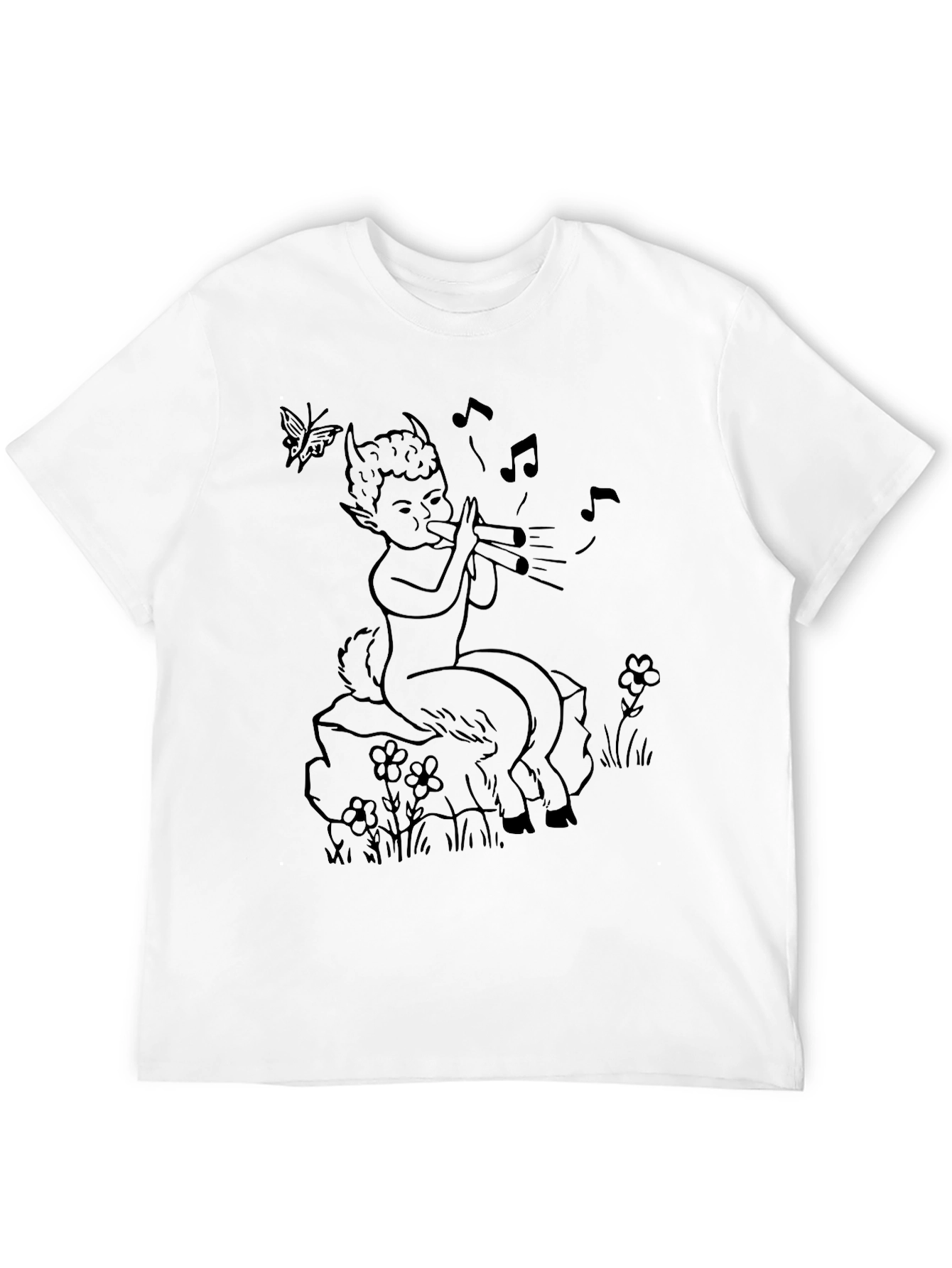Black Whimsical Satyr T-Shirt - Unisex Black Tee view 12