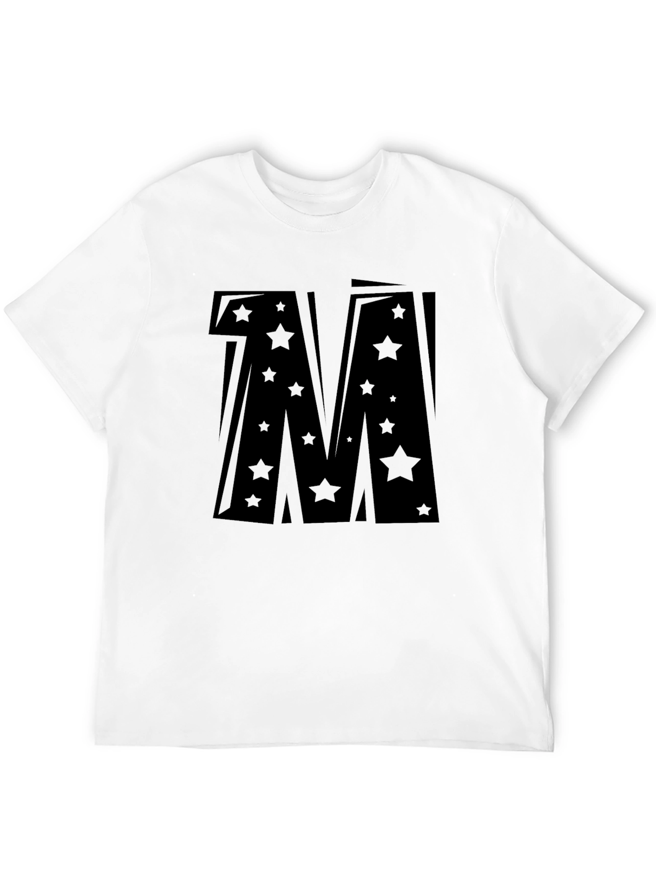 Black Bold Star Letter "M" Graphic T-Shirt view 12