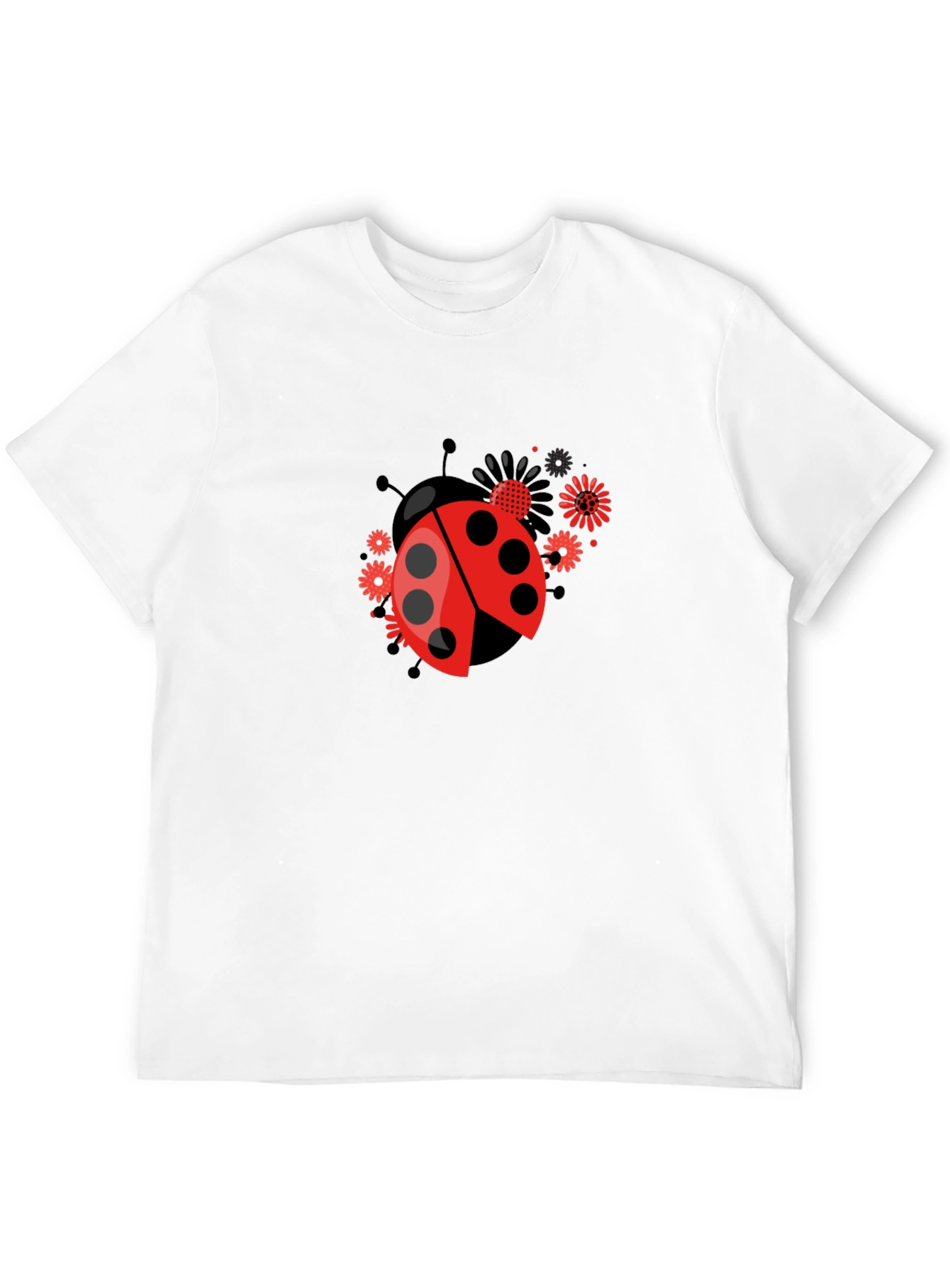Black Ladybug Flower Graphic Tee - Black view 12