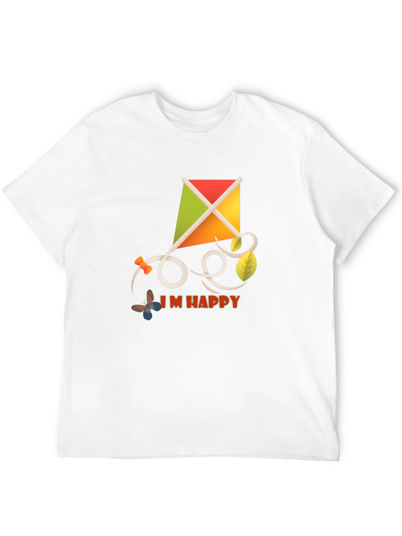 Black I'm Happy Kite T-Shirt - Stylish Casual Wear view 12