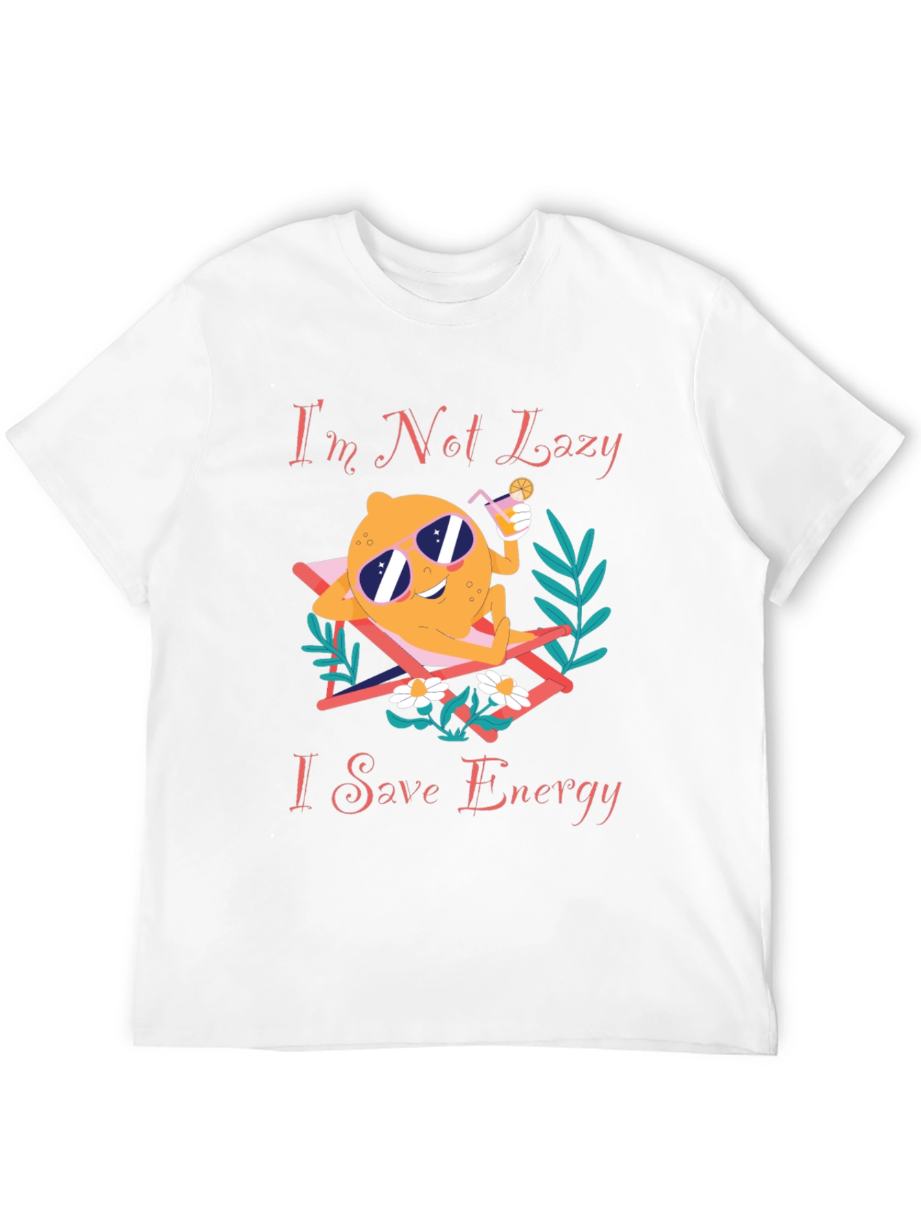 Black Funny Save Energy T-Shirt - Lazy Lemon Lounging Design view 12
