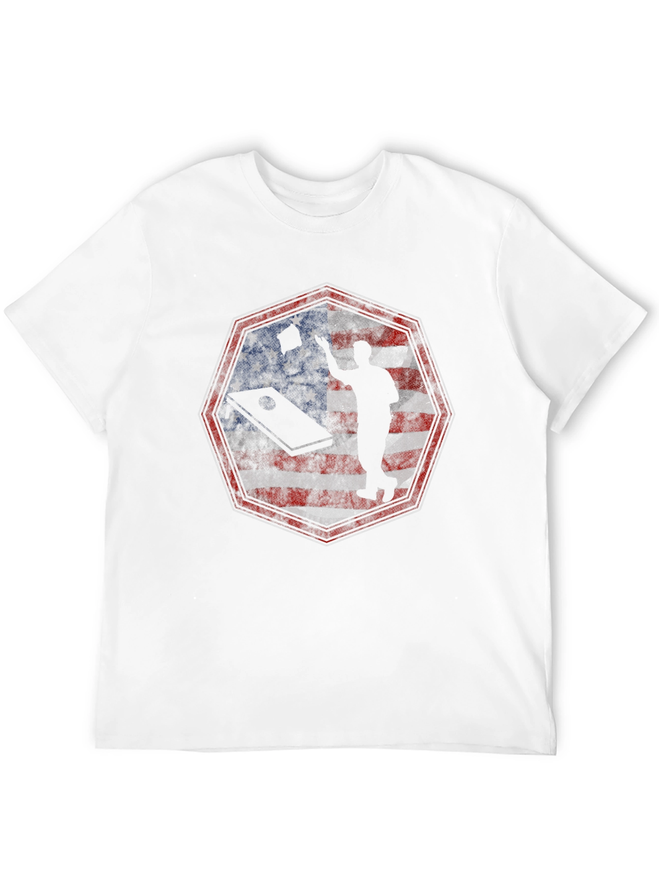 Black American Cornhole T-Shirt Patriotic USA Flag Tee view 12