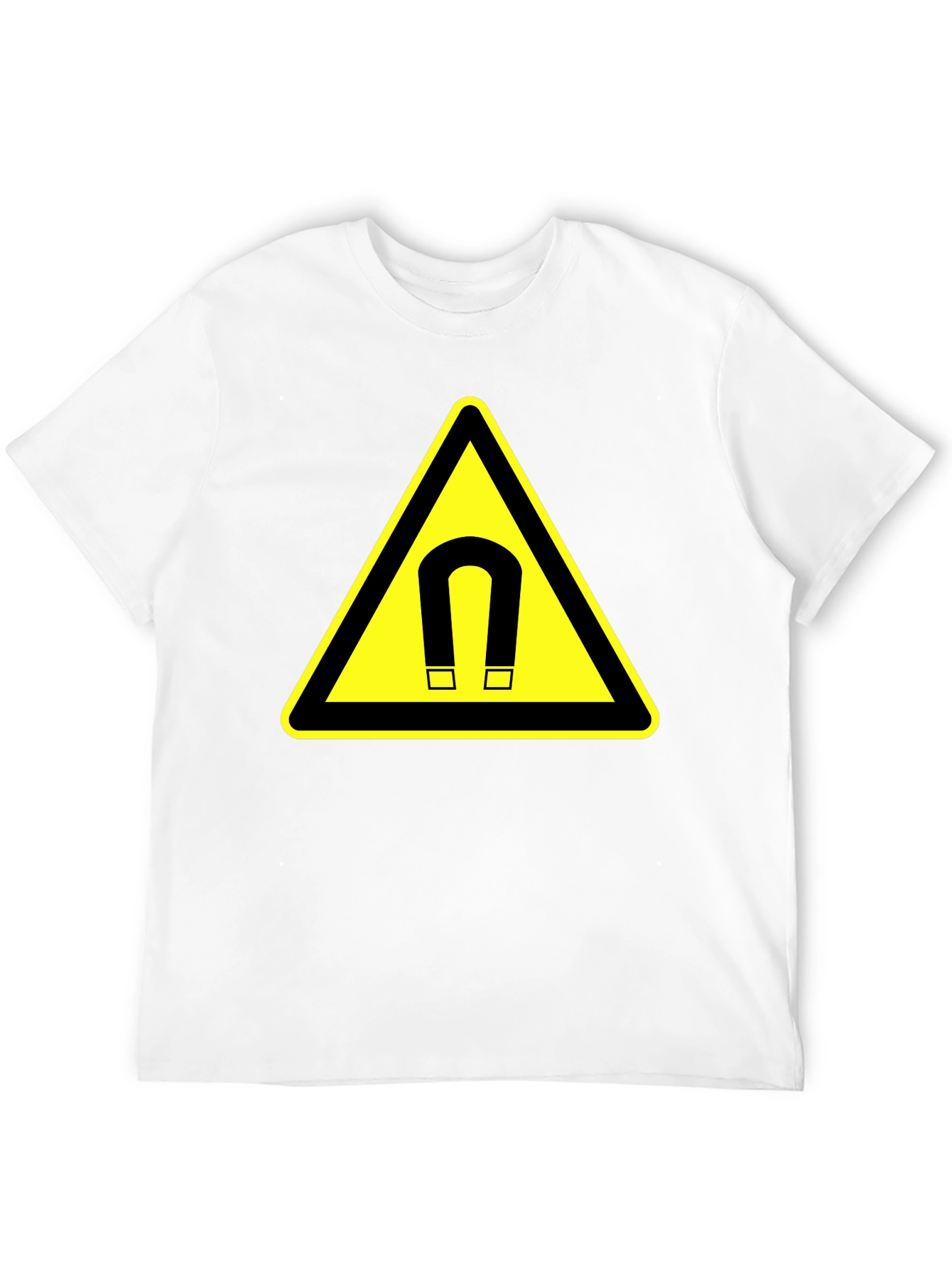 Magnet Warning Sign Graphic T-Shirt - Black Cotton Tee - 12