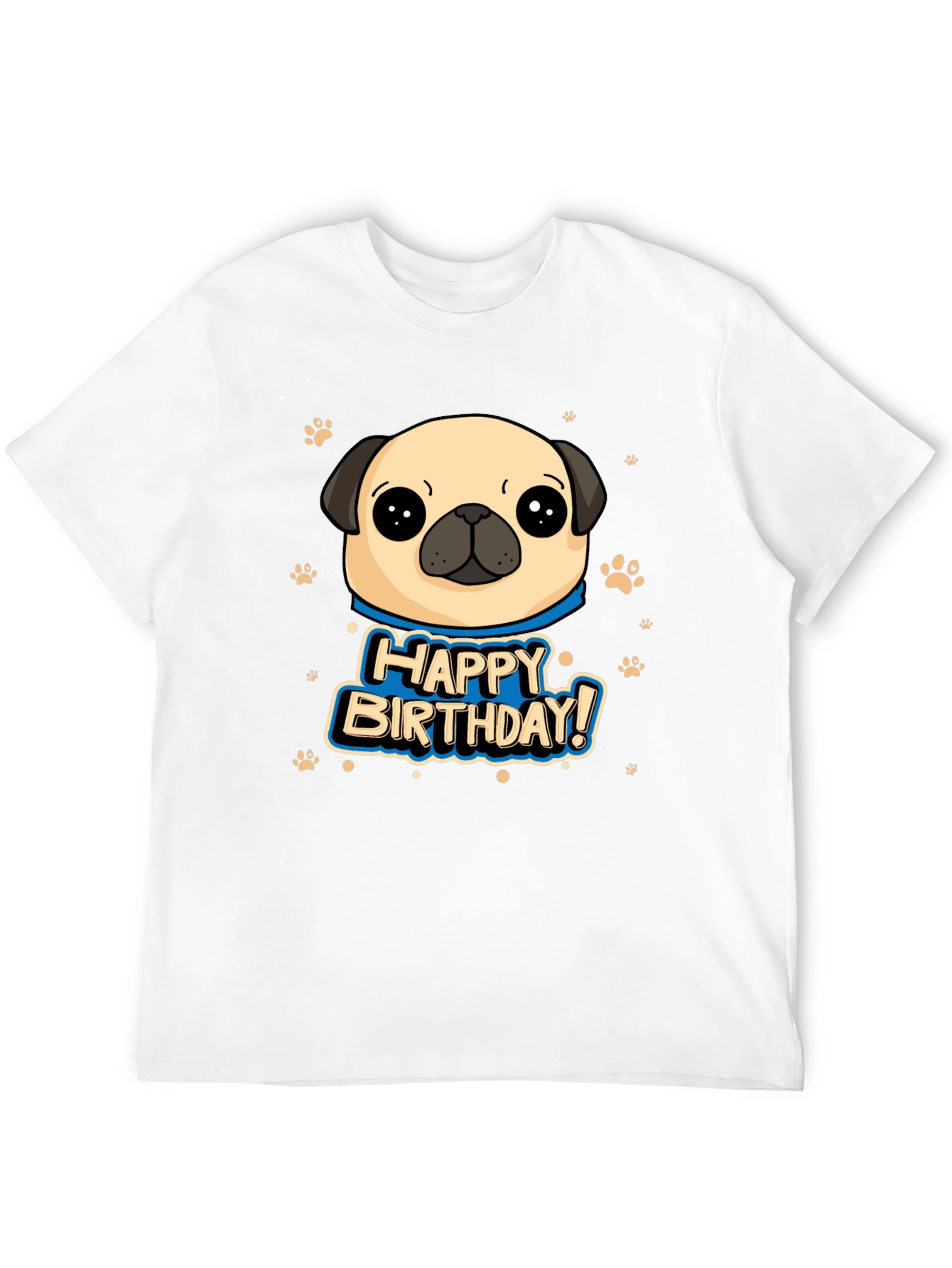Black Pug Happy Birthday Black T-Shirt view 12