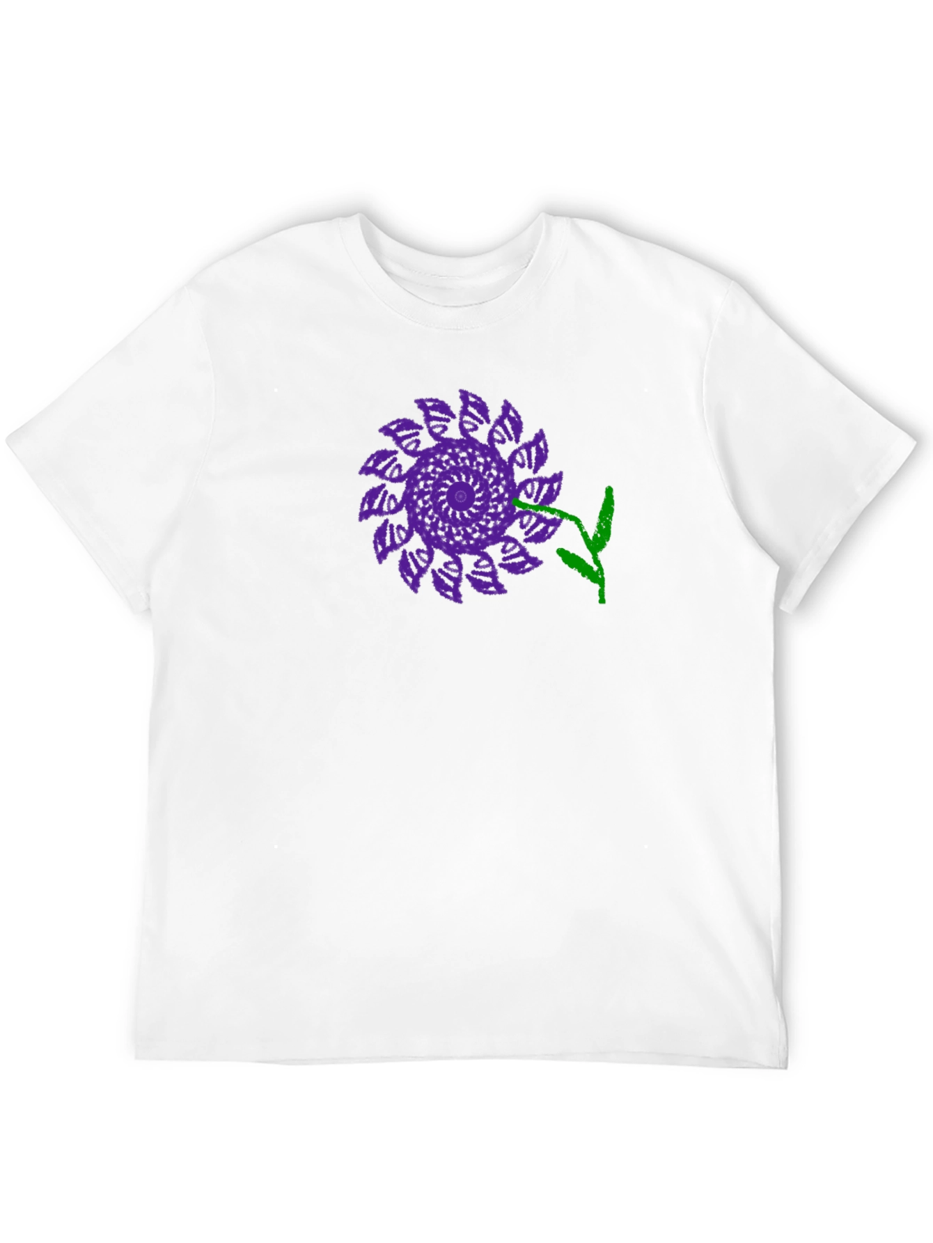 Black Black T-Shirt with Purple Flower Design view 12