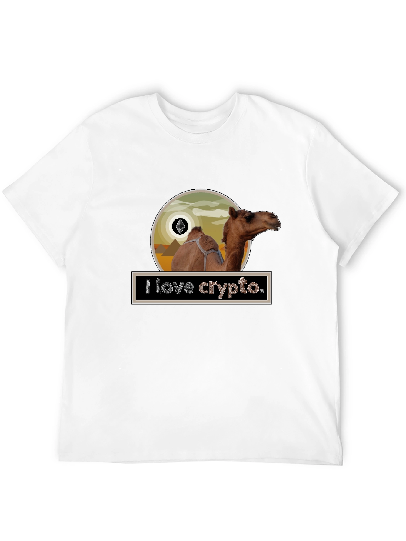 Black I Love Crypto Camel T-Shirt view 12