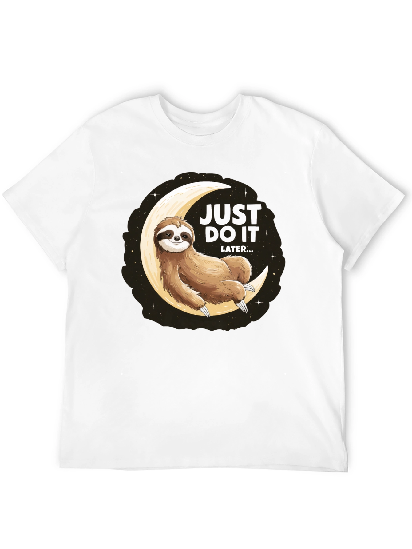 Black Just Do It Later Sloth T-Shirt - Lazy Moon Design view 12
