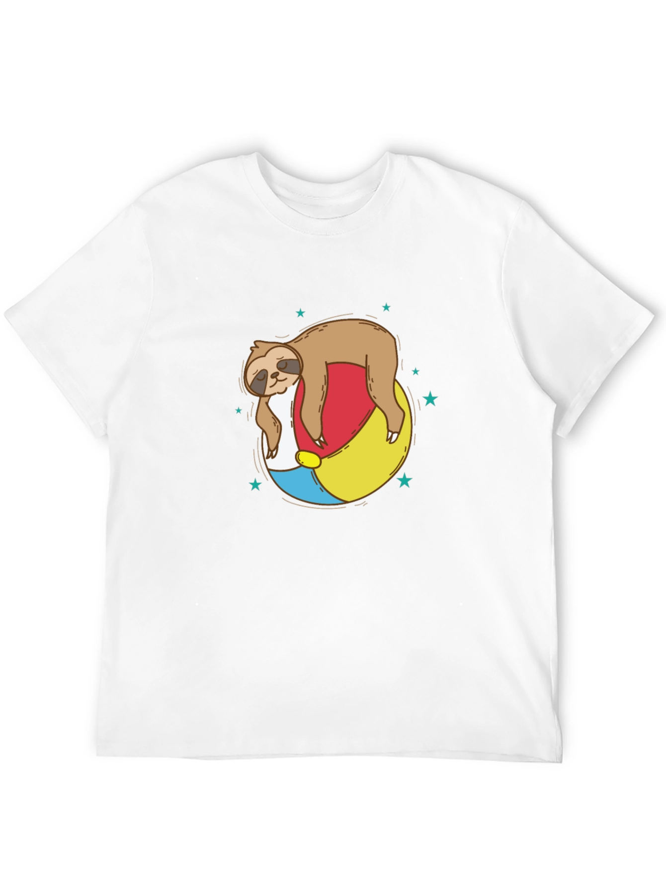 Black Sloth on Beach Ball T-Shirt - Relaxed Summer Vibes view 12