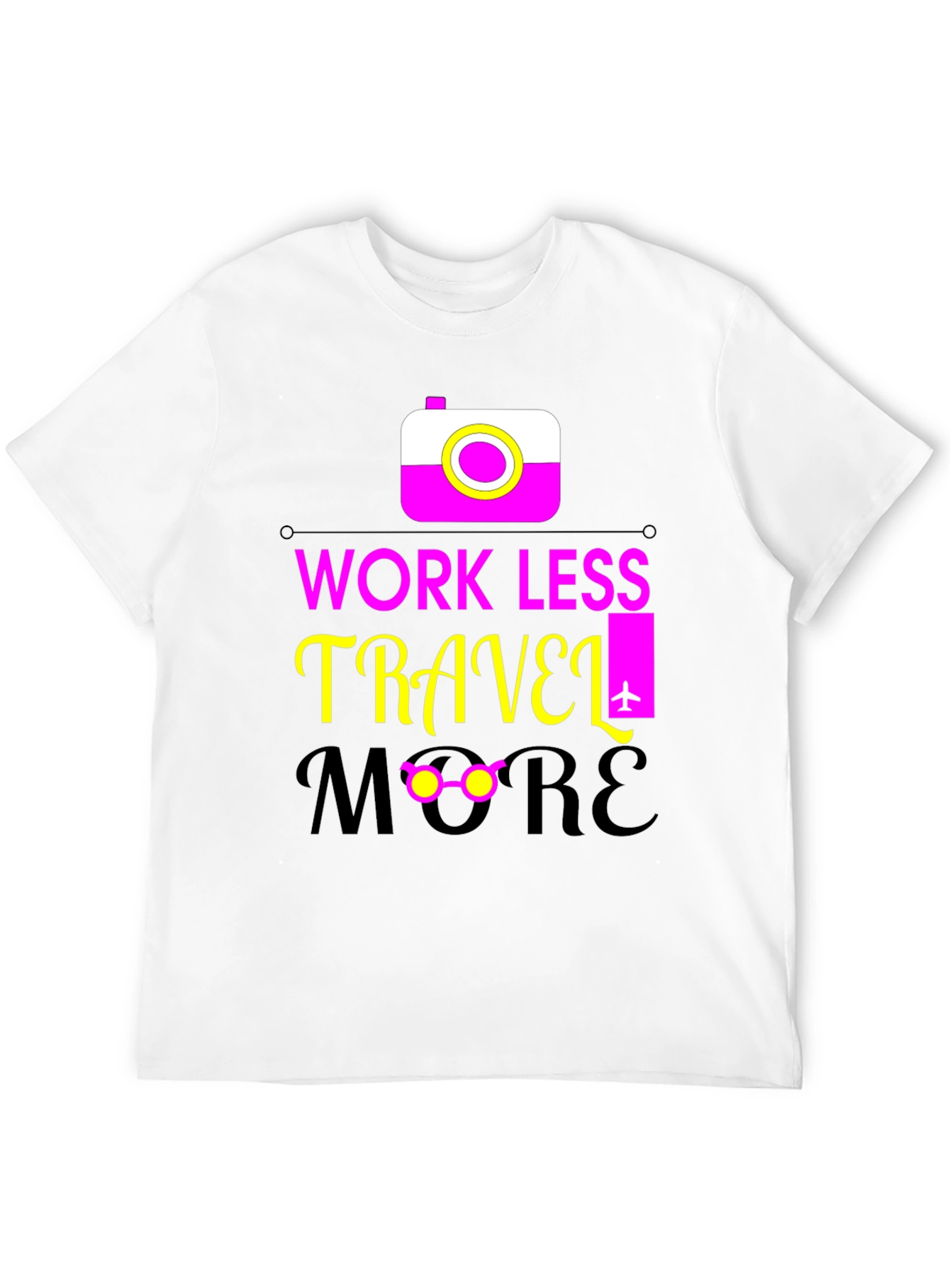 Black Work Less Travel More Graphic Tee view 12