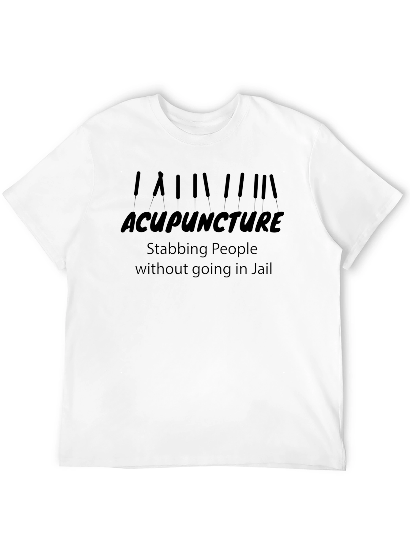 Black Acupuncture Stabbing Joke T-Shirt view 12